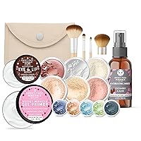 Vista 12 de IMPULSE KIT (FAIR 1) Juego de maquillaje mineral de tamaño completo, base mate, cubierta de polvo transparente