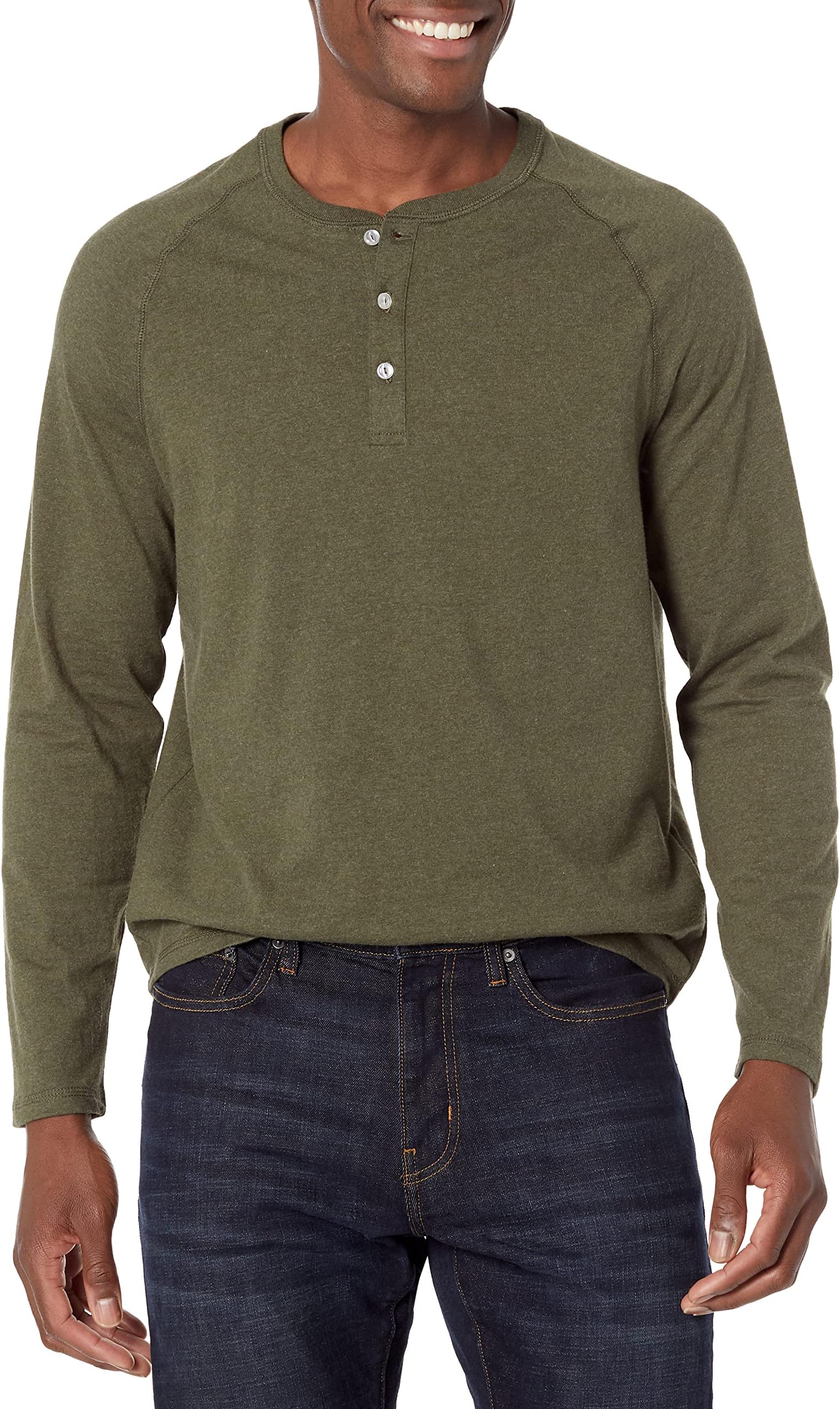 Amazon Essentials Men's Long Sleeve Henley Shirt, Regular-Fit