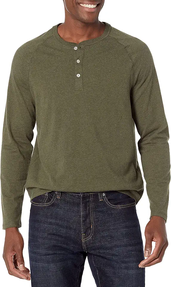Amazon Essentials Long Sleeve Shirt for Men, Regular-Fit Henley, Available in Big & Tall OEKO-TEX STANDARD 100