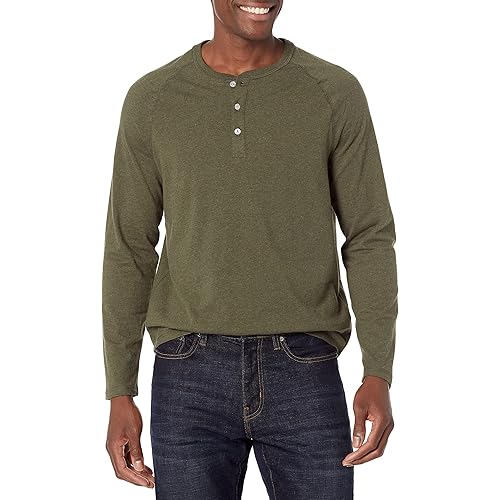 Amazon Essentials Long Sleeve Shirt for Men, Regular-Fit Henley, Available in Big & Tall