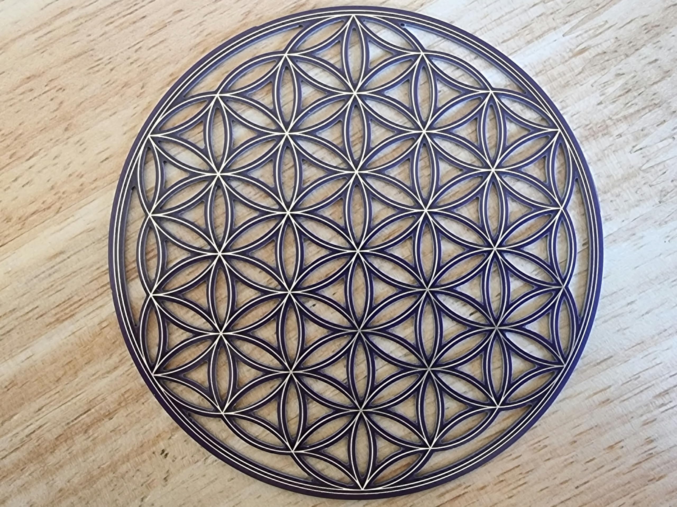 Disco a forma di fiore della vita traforato 10 cm a 2 lati in rame placcato oro, trasmettitore passivo a onde scalari, riequilibrio e rivitalizzazione, disco eliquariato