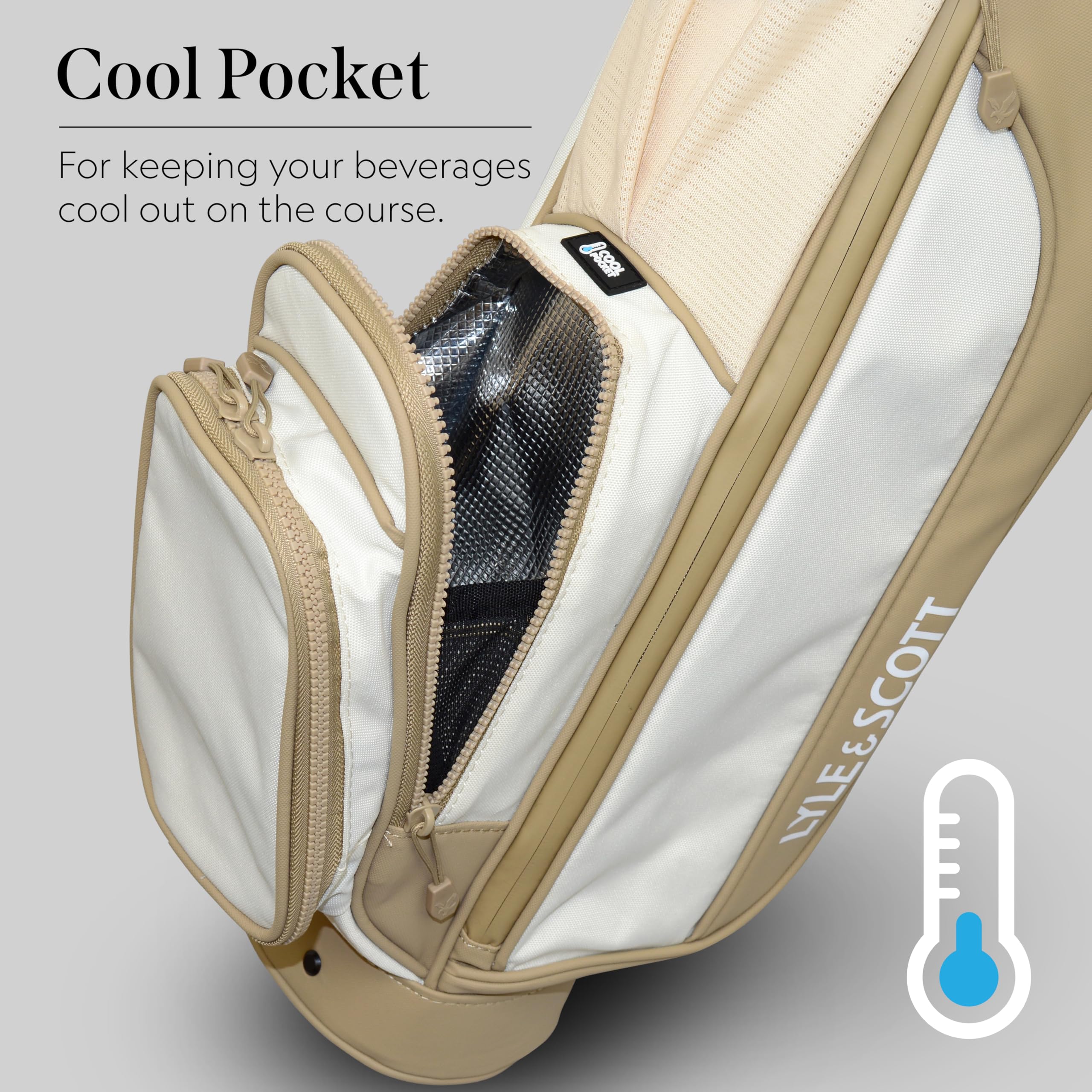 Lyle and Scott Gleneagle Golf Bag - Lightweight Golf Bags for Men with 3 Way Full Length Divider, Insulated Cool Pocket, Durable Handle, Retractable Stand, Padded Strap - Golf Stand Bag