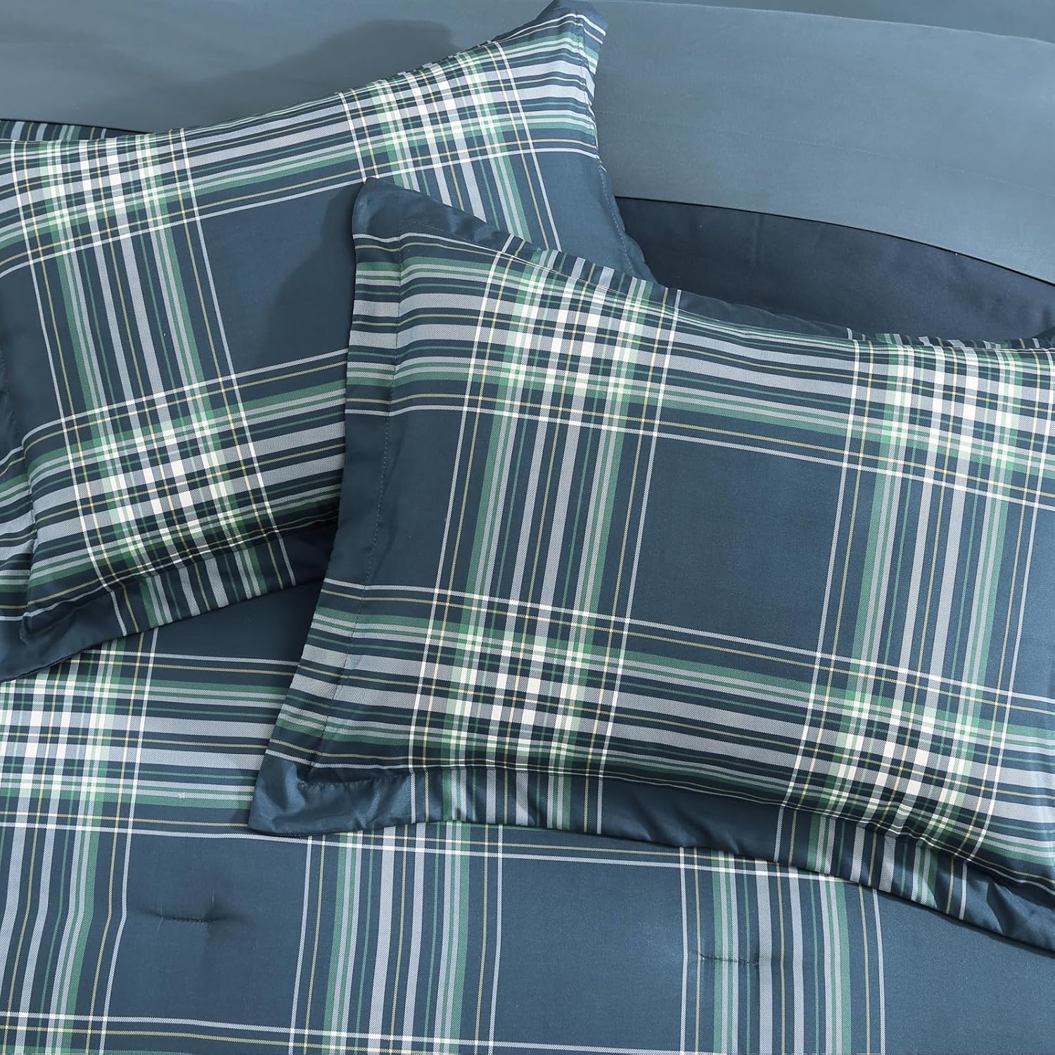 Plaid Twin XL Comforter Set, Midnight Blue Bedding Set 5 Pieces for Boys Girls Teen, Classic Farmhouse Bed in a Bag for Dorm with Sheets, Pillowcase & Sham - Image 8