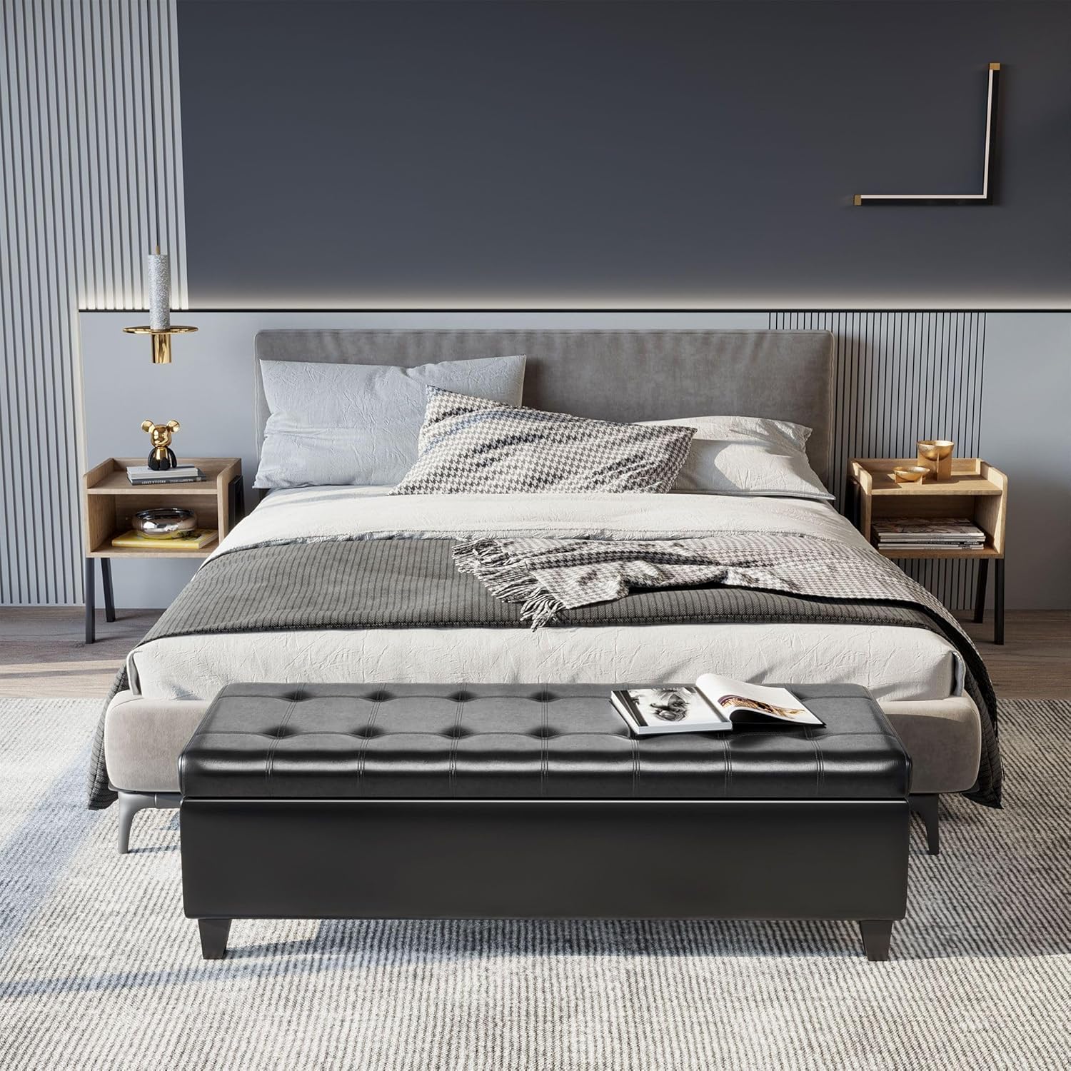 Faux Leather Storage Bench