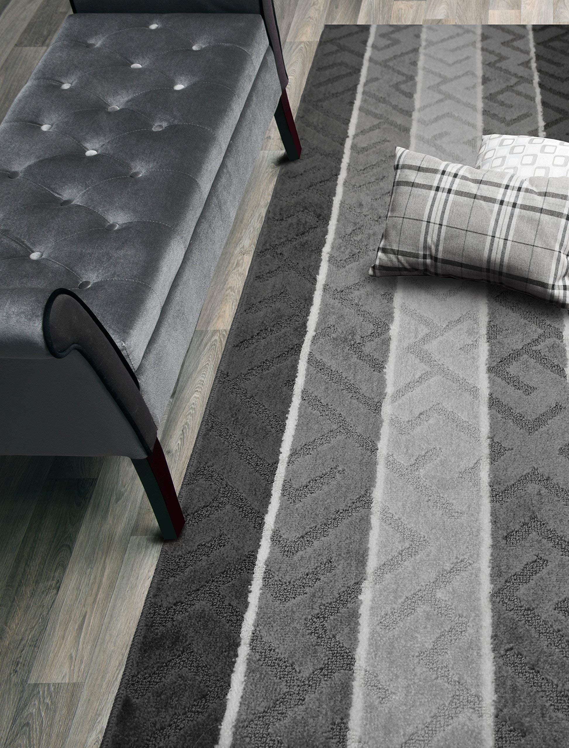 ORFA HOME Custom Size Meander Hallway Runner Rug Slip Resistant, 26 Inch Wide x Your Choice of Length Size, Anthracite, 26 Inch X 16 Feet, Sold and