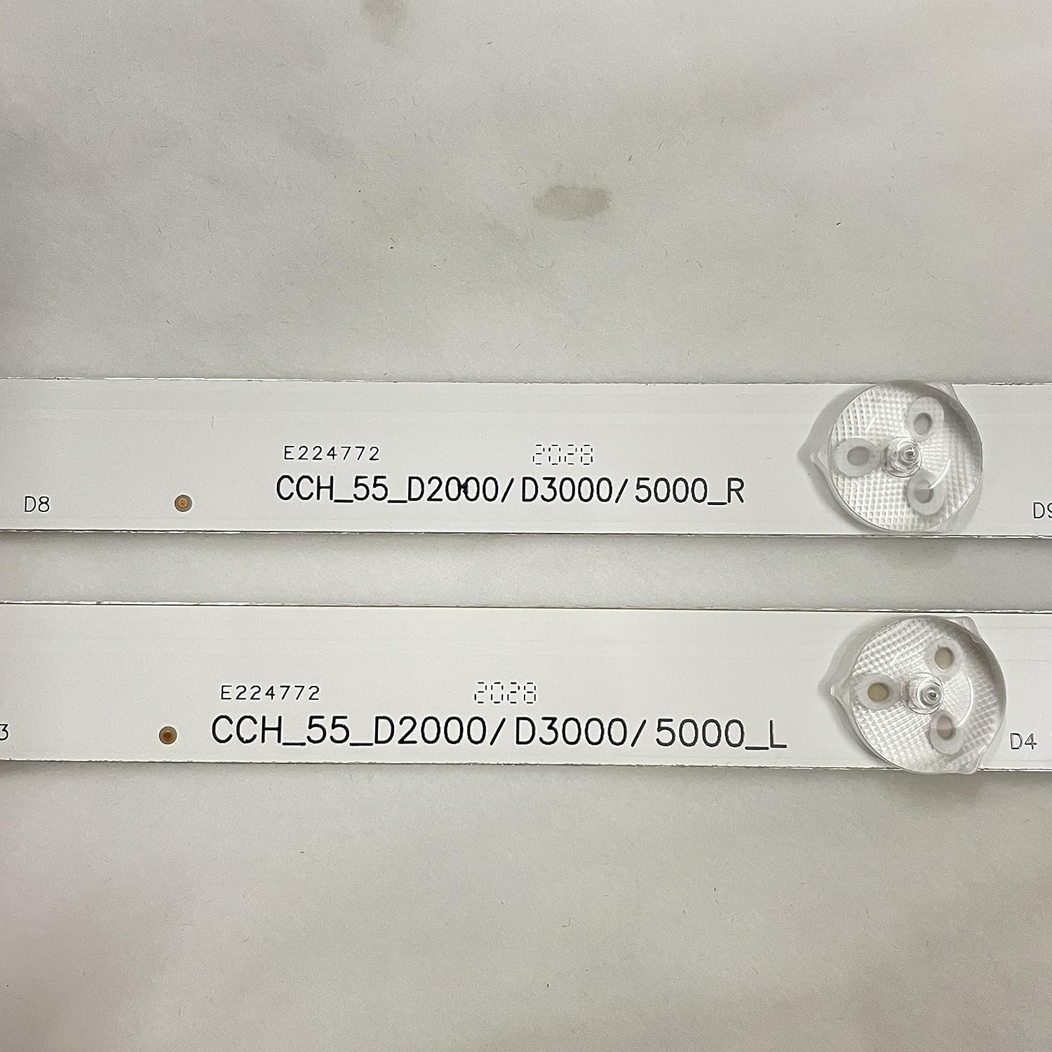 Close-up of LED backlight strip markings CCH_55_D2000/D3000/5000_R and _L