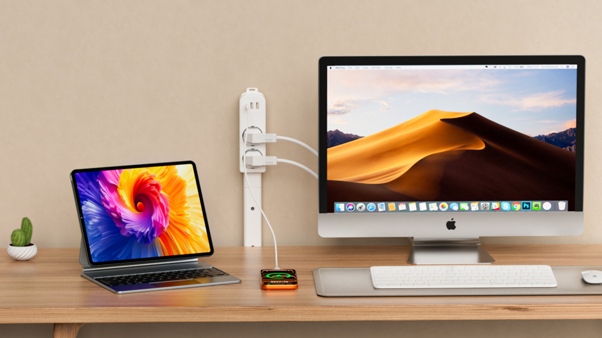 Regleta Direccional Extensible De 4 Tomas Con USB-C Y 2 USB-A | Larga 20 A 91 Cm – Montaje Con Adhesivo O Tornillos Para Hogar U Oficina