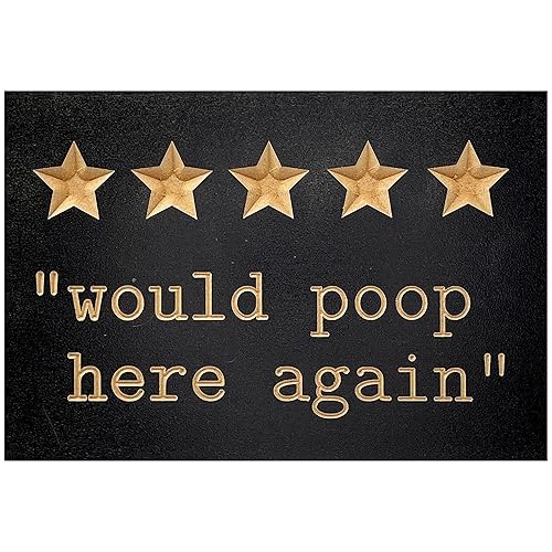 Five Stars Would Poop Here Again Bathroom Sign - 6 x 9 in - Farmhouse Bathroom Wall Decor - Funny Poop Sign for the Bathroom Decor Wall Art - 5
