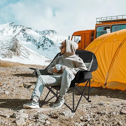 Miniatura 2 de Silla de campamento de gran tamaño, sillas de camping plegables portátiles con bolsillo lateral, portavasos y bolsa de transporte, sillas de