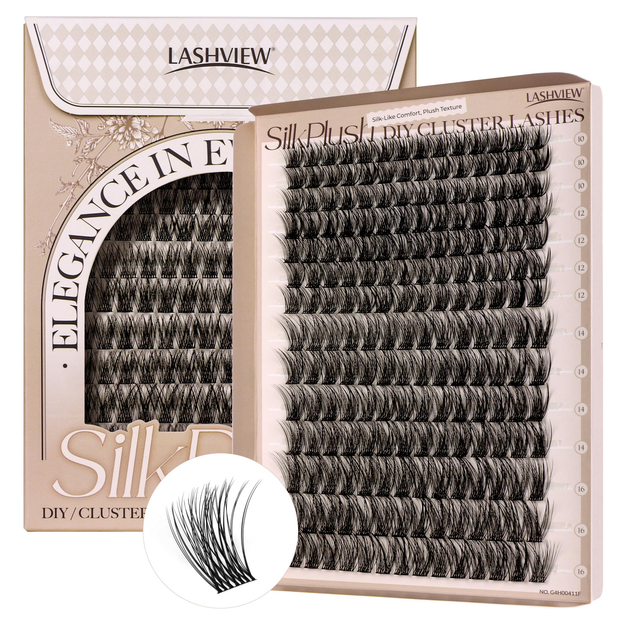 LASHVIEW Wimpern Extensions, 196 Pieces Cluster Lashes, D Curl Volume Fake Lashes, Künstliche Wimpern mit Silk Plush Soft Fluffy, DIY Cluster Eyelash at Home Style (10-16mm Mix)