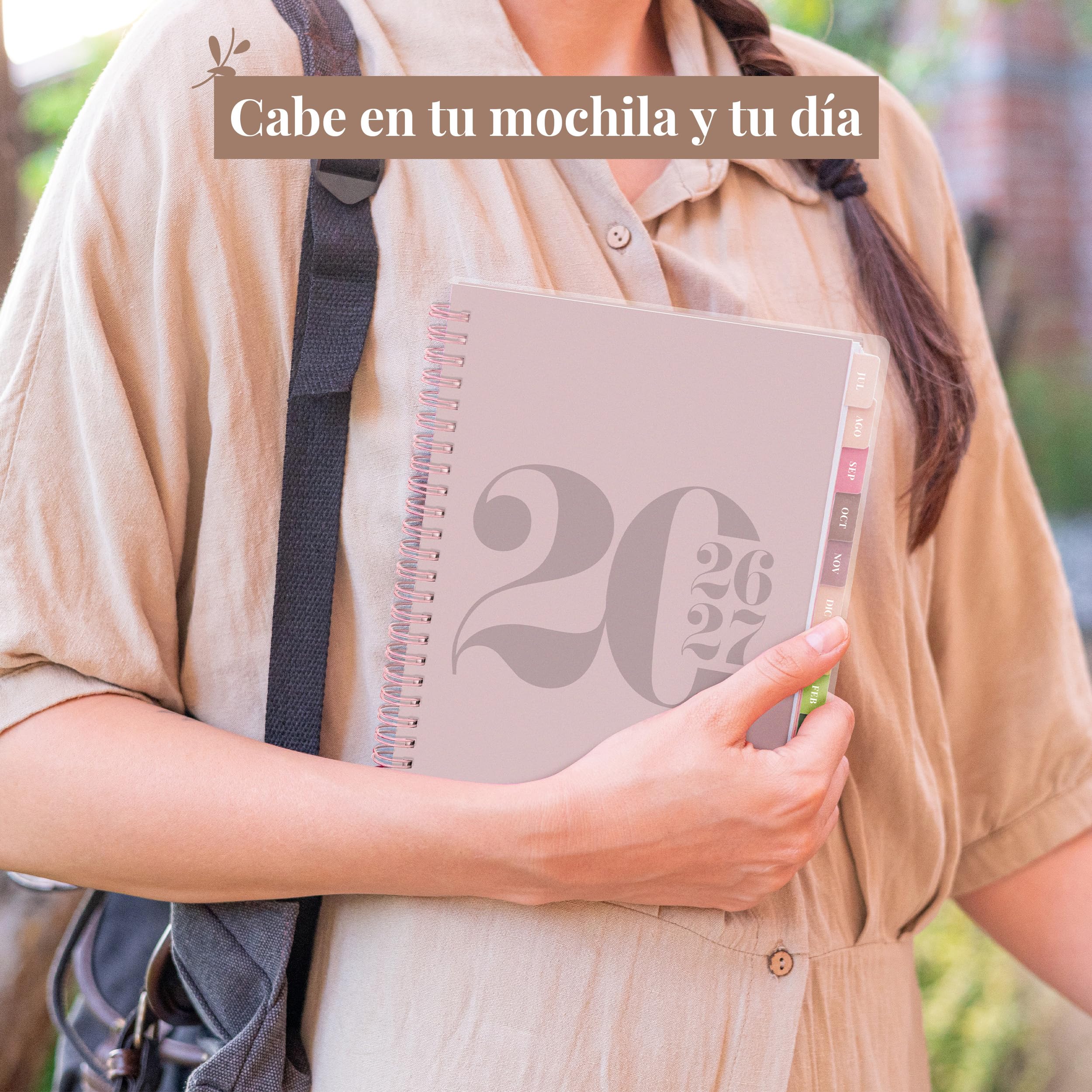 Rileys Agenda Escolar 2026–2027, Agenda Anillas 2026 con Planificador Diario Académica, Planner Universitaria para uso Escolares, Dietario tipo para Citas (20 × 15 cm, Rosa, Tipográfico, en español)