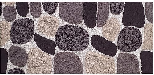 Vista 23 de THE BEER VALLEY Pebble Stone - Alfombra de baño antideslizante de 24 x 60 pulgadas, suave y absorbente, alfombra de baño grande antideslizante