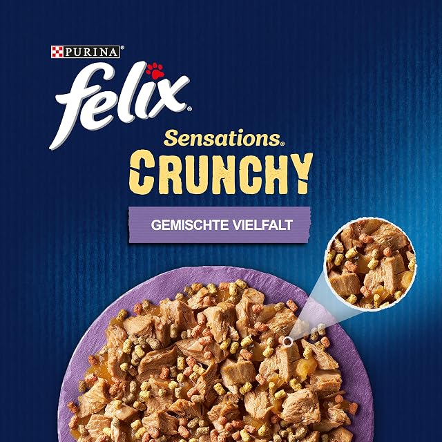 Foto 3 de 8 de Felix Sensations Crunchy Comida para Gatos húmeda en gelatina, Mezcla de variedades