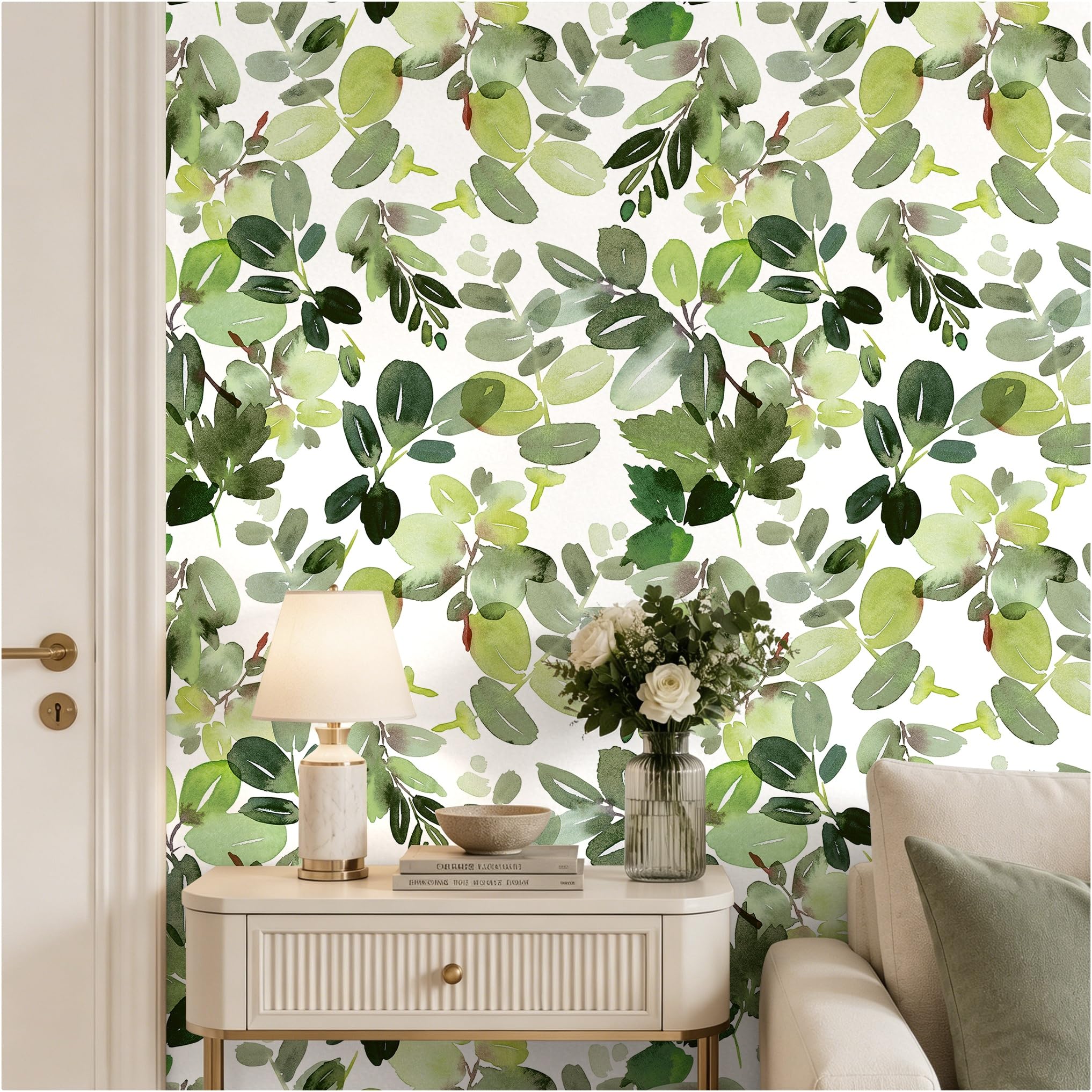 Floralplus Self Adhesive Wallpaper Sticky Green Leaf Wallpaper