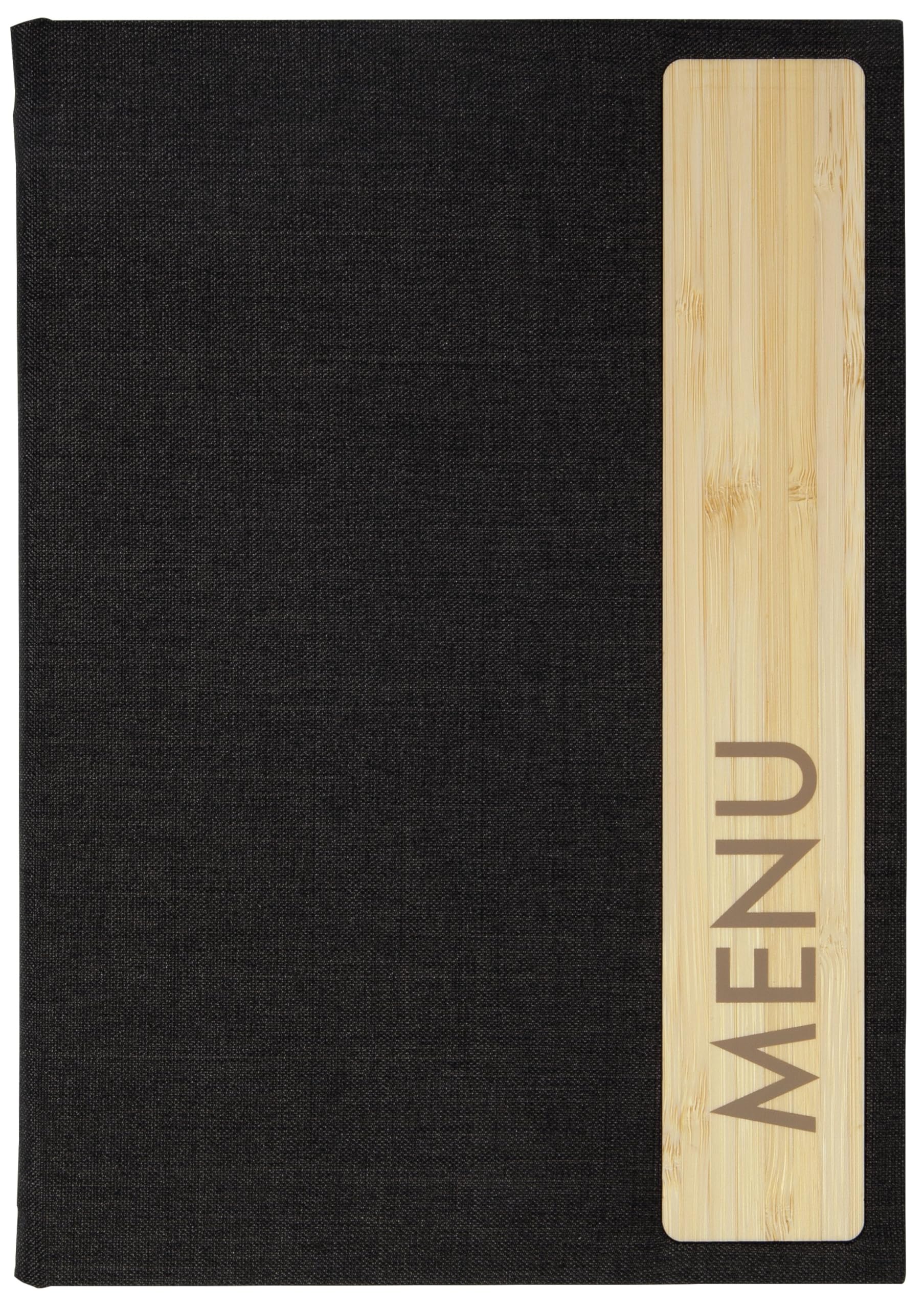 SIGEL SM221 Menu Folder - Bambus - 1 piece - incl. 2 Double Clear Pockets for 8 Pages - Rubber Binding - A5 - Dark Grey/Beige