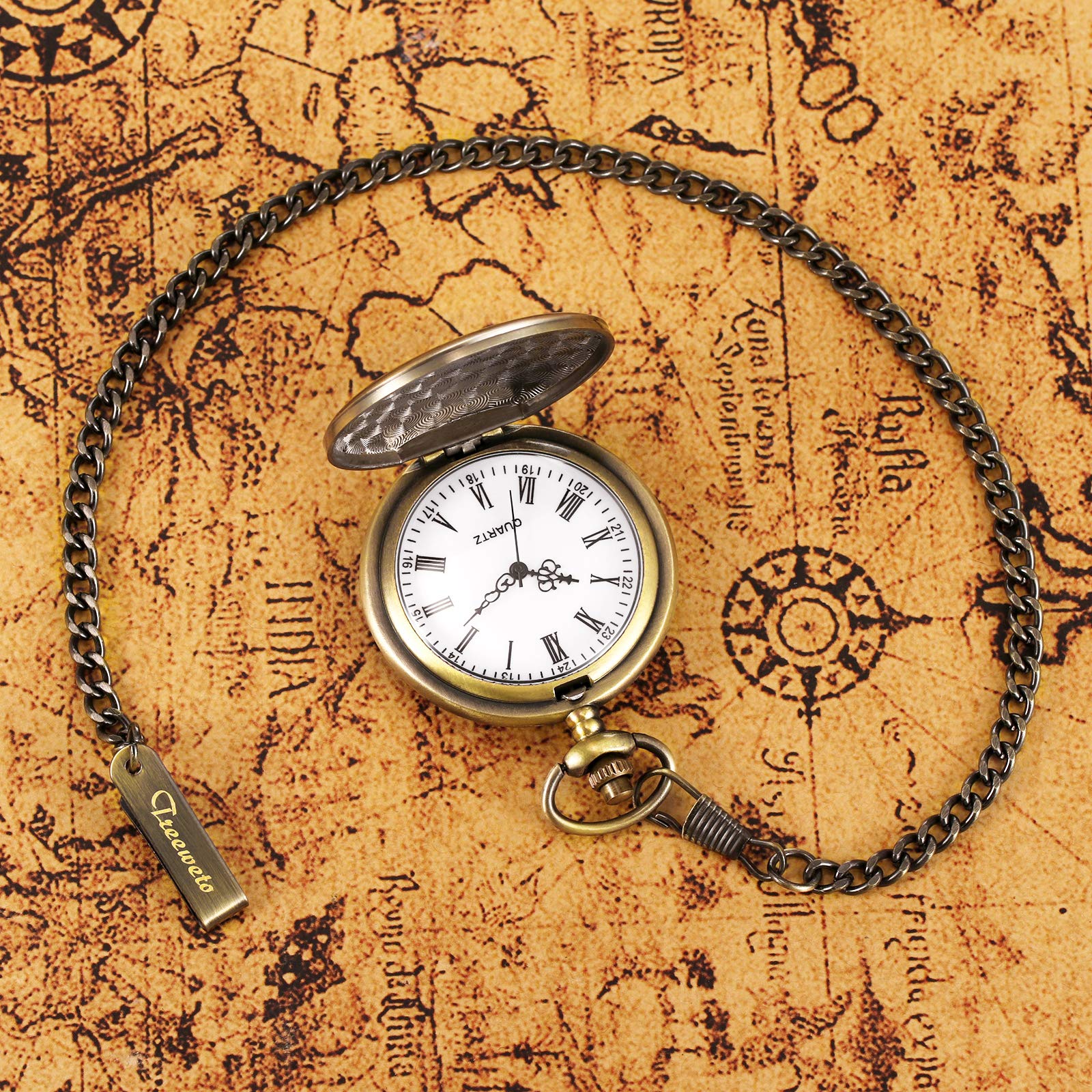 TREEWETO Orologio da Tasca Personalizzato con Incisione Best Man al Quarzo - Fobwatch, Regalo di Nozze per Testimoni di Sposo, Bronzo