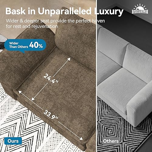 Miniatura 5 de Juego de sofá y sofá cama, asiento modular de chenilla extragrande y sofá de 3 plazas con almohadas, juego de muebles de sofá seccional moderno de