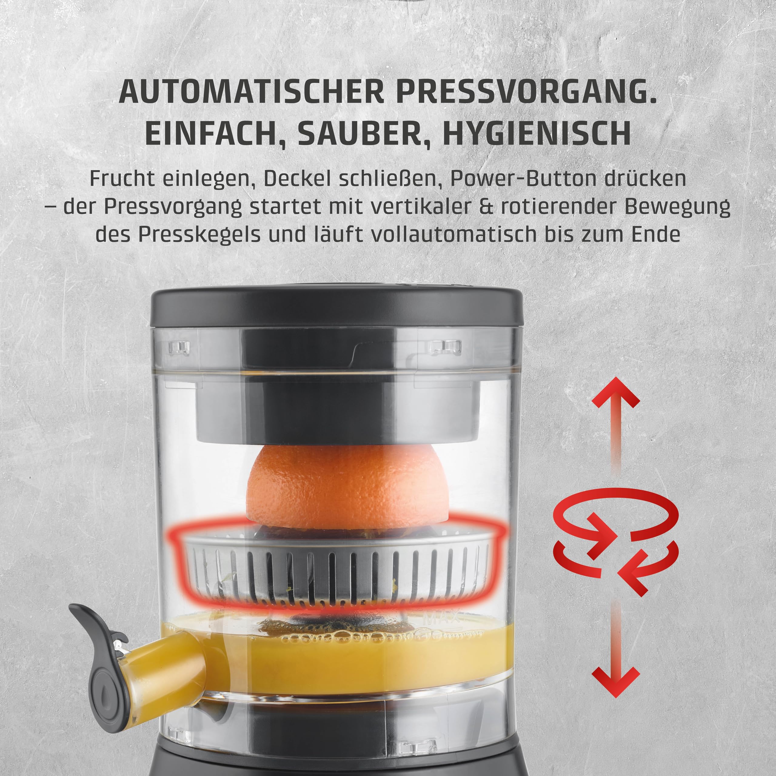 CASO CP 400 Lift elektrische Zitruspresse hohe Saftausbeute BPA-Frei Universal-Presskegel