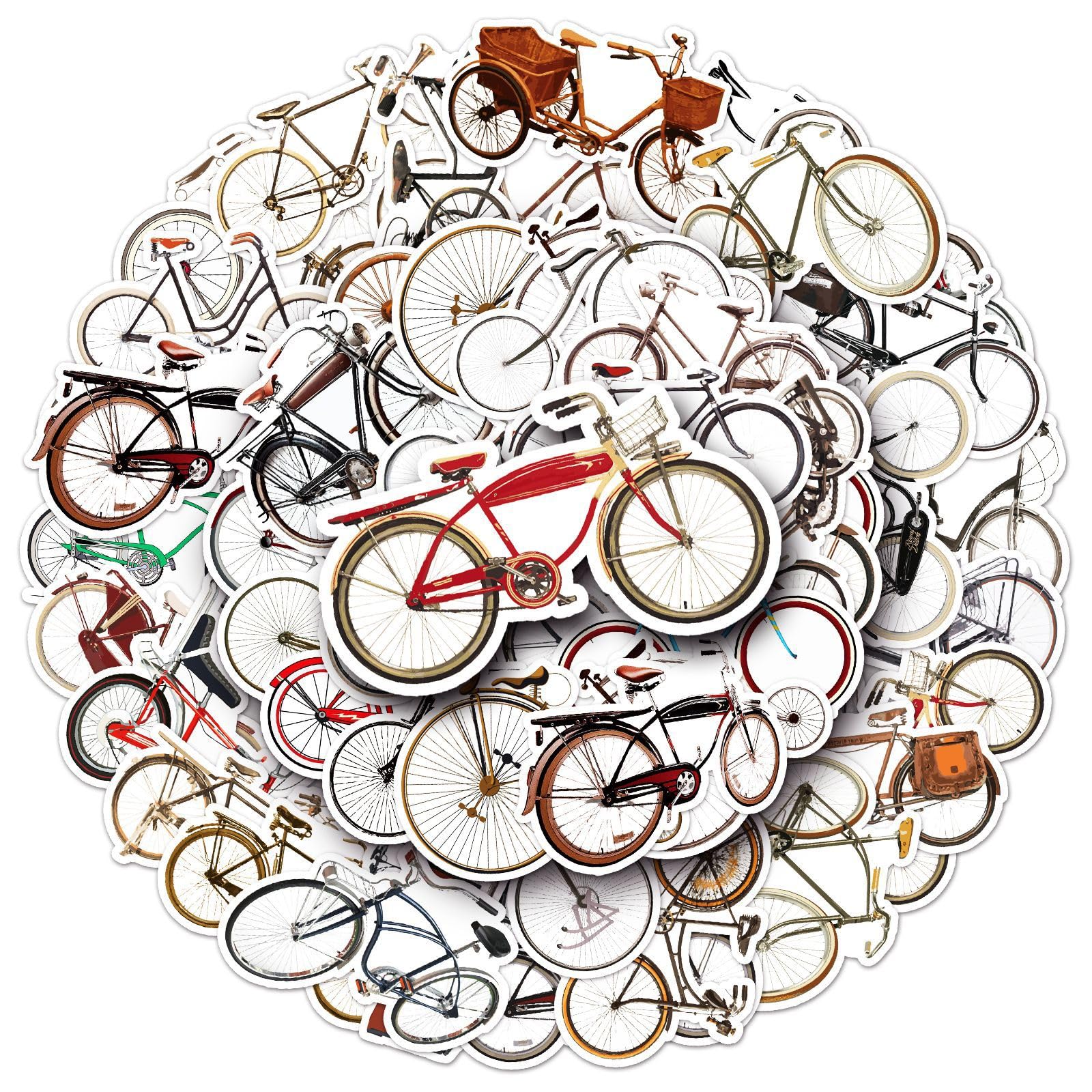 Bicycle Stickers for Laptop (50 PCS),Gift for Children Teens Adults Girl Boys,Waterproof Stickers for Water Bottle,Cycling Vinyl Stickers for Scrapbook,Skateboard,Bike,Phone,Dairy