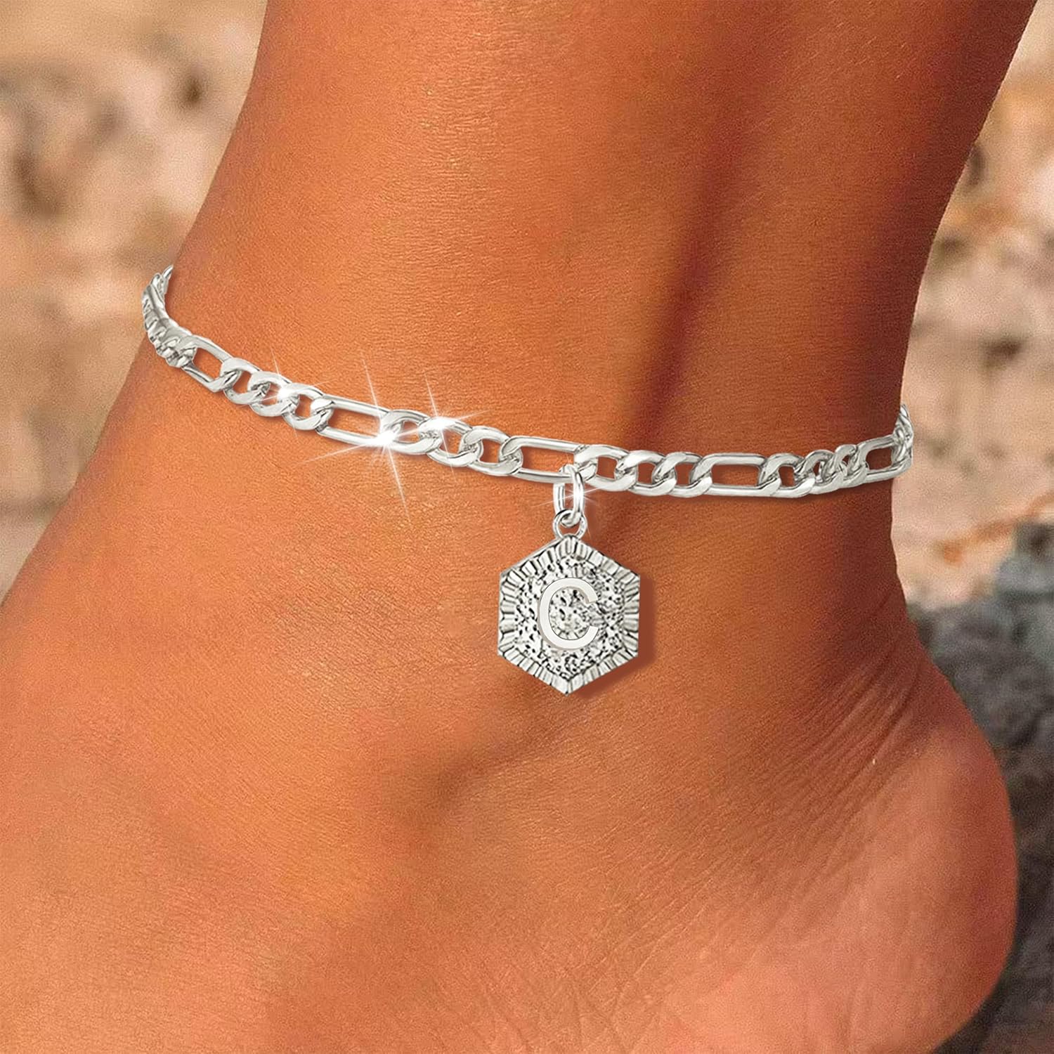 Gold Anklets for Women Gold Plated Initial Anklets Cuban Chain Link Ankle Bracelets Dainty Letter Anklet Personalized Name Anklet for Birthday Gifts - Image 2