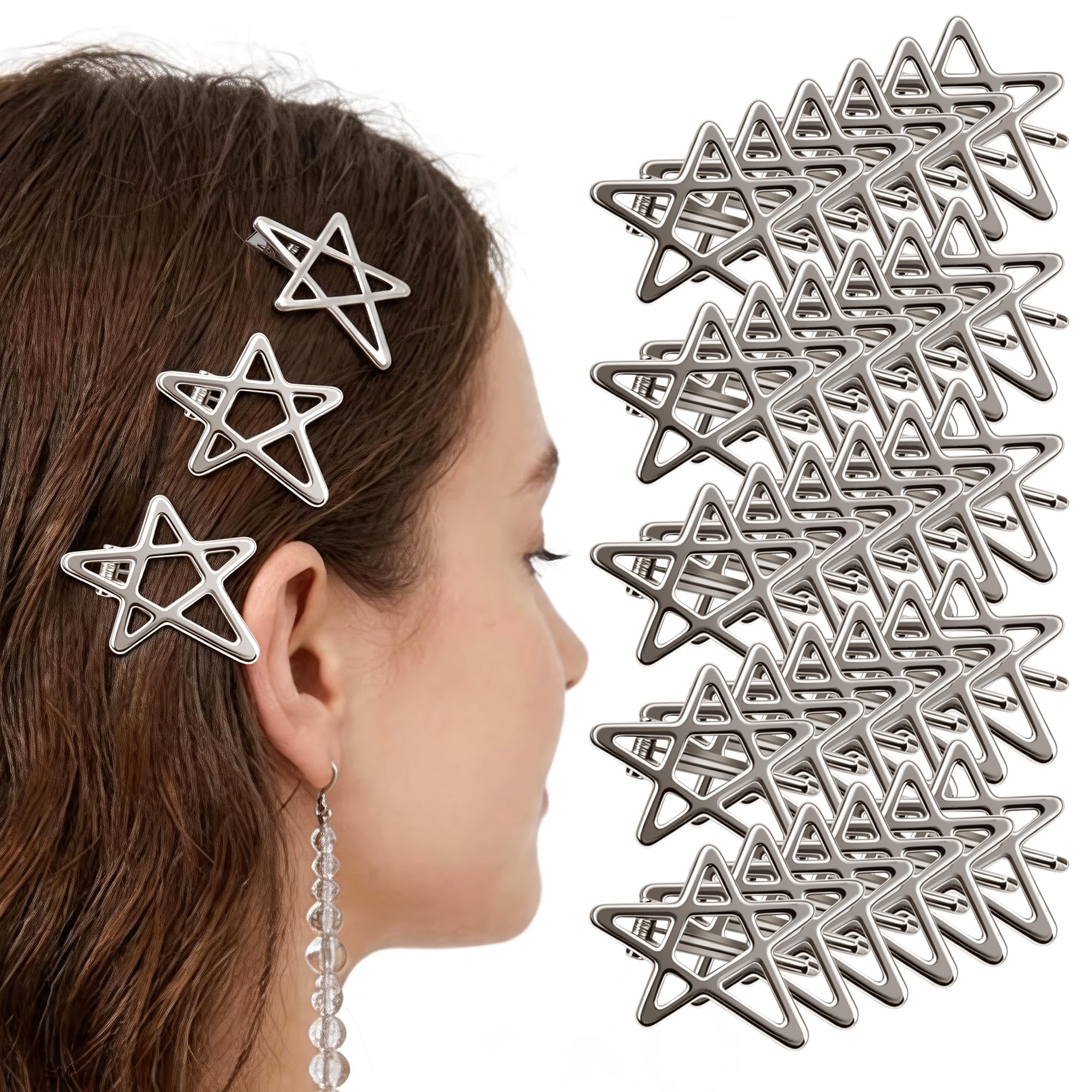 30 fermagli per capelli a forma di stella, graziosi accessori per capelli in stile Y2K, per ragazze e donne, 4 x 3,8 cm
