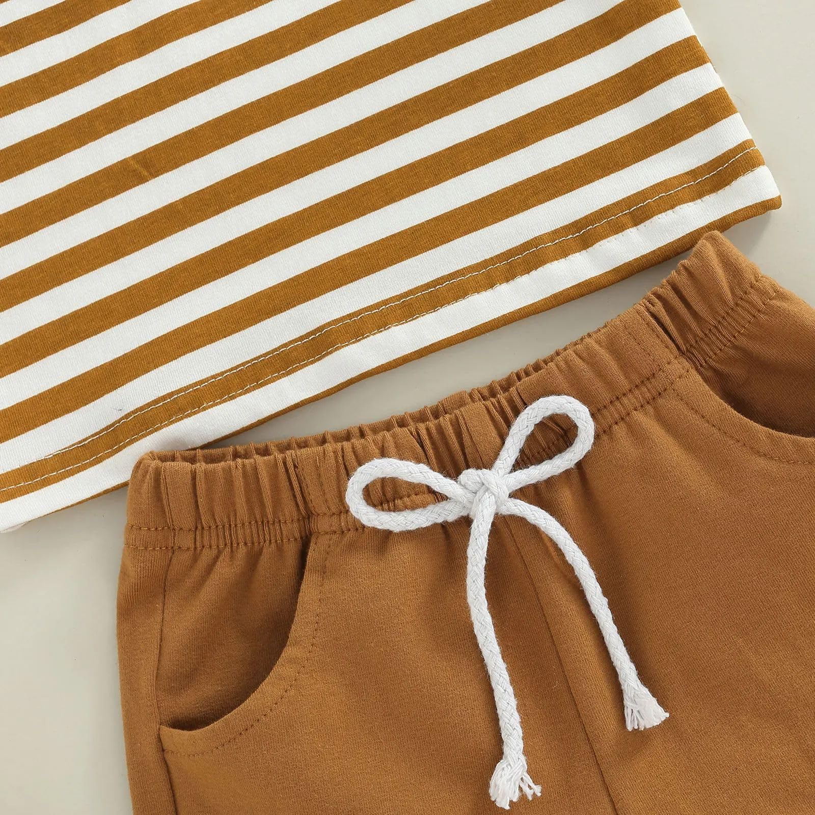 Ensemble Vêtement Bébé Garçon Casual Manches Courtes T-Shirt Tops et Rayé + Pantalon Jogger Short 2 Pièces Ensemble de Survêtement