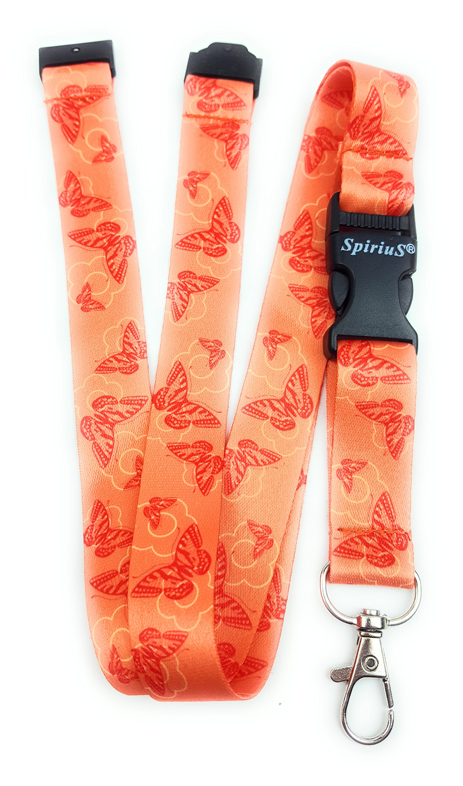 SpiriuS Neck Strap Lanyard with Strong Metal Clip for ID Badge Holder, Key Holder (Orange) โ image 1
