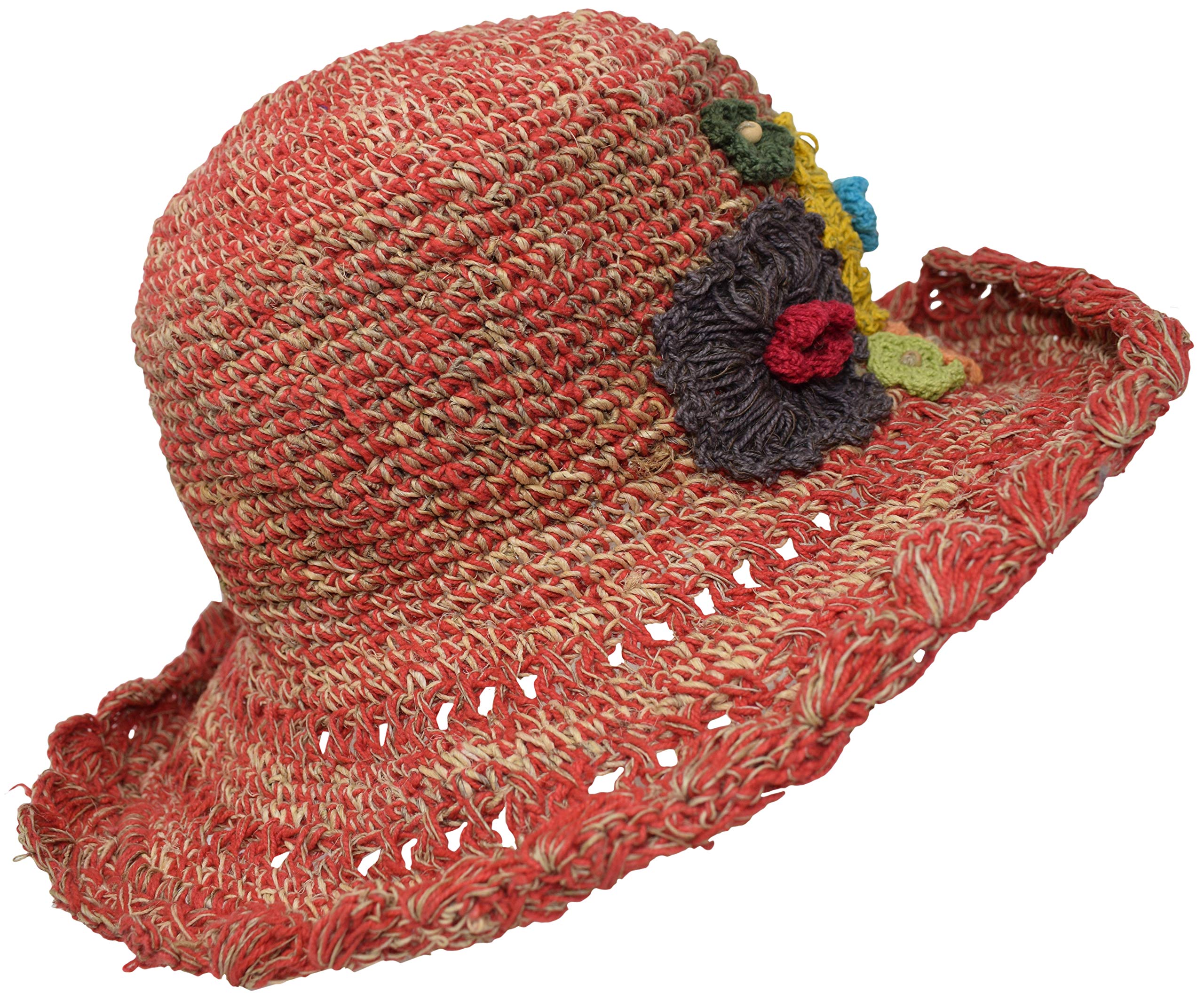 Gheri Women's H Emp Cotton Straw Sun At Panama Wide Brim Summer Oliday Colorful Rainbow