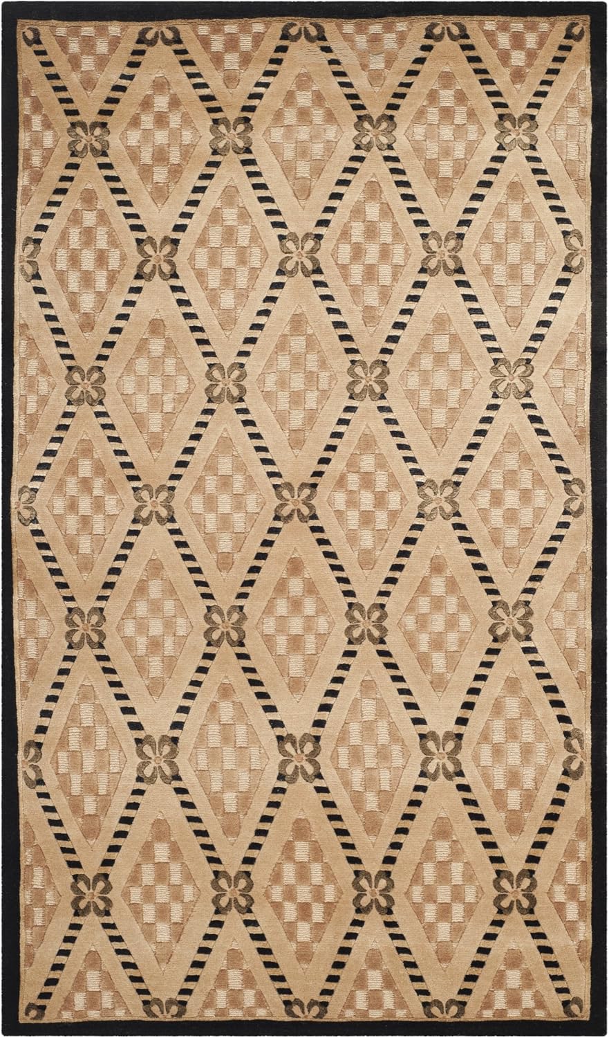 SAFAVIEH Tibetan Collection Runner Rug - 2'6" x 12', Black & Gold, Hand-Knotted Modern Silk & Wool, Ideal for High Traffic Areas in Living Room, Bedroom (TB300A)