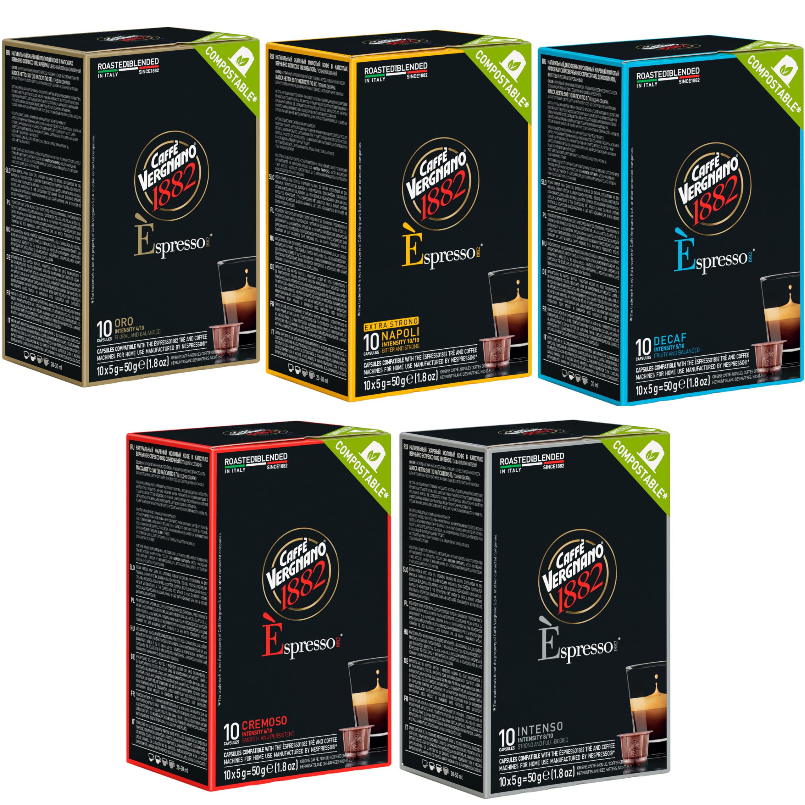 Amazon.com: Caffe Vergnano 1882 50 Count Oro, Cremoso, Intenso