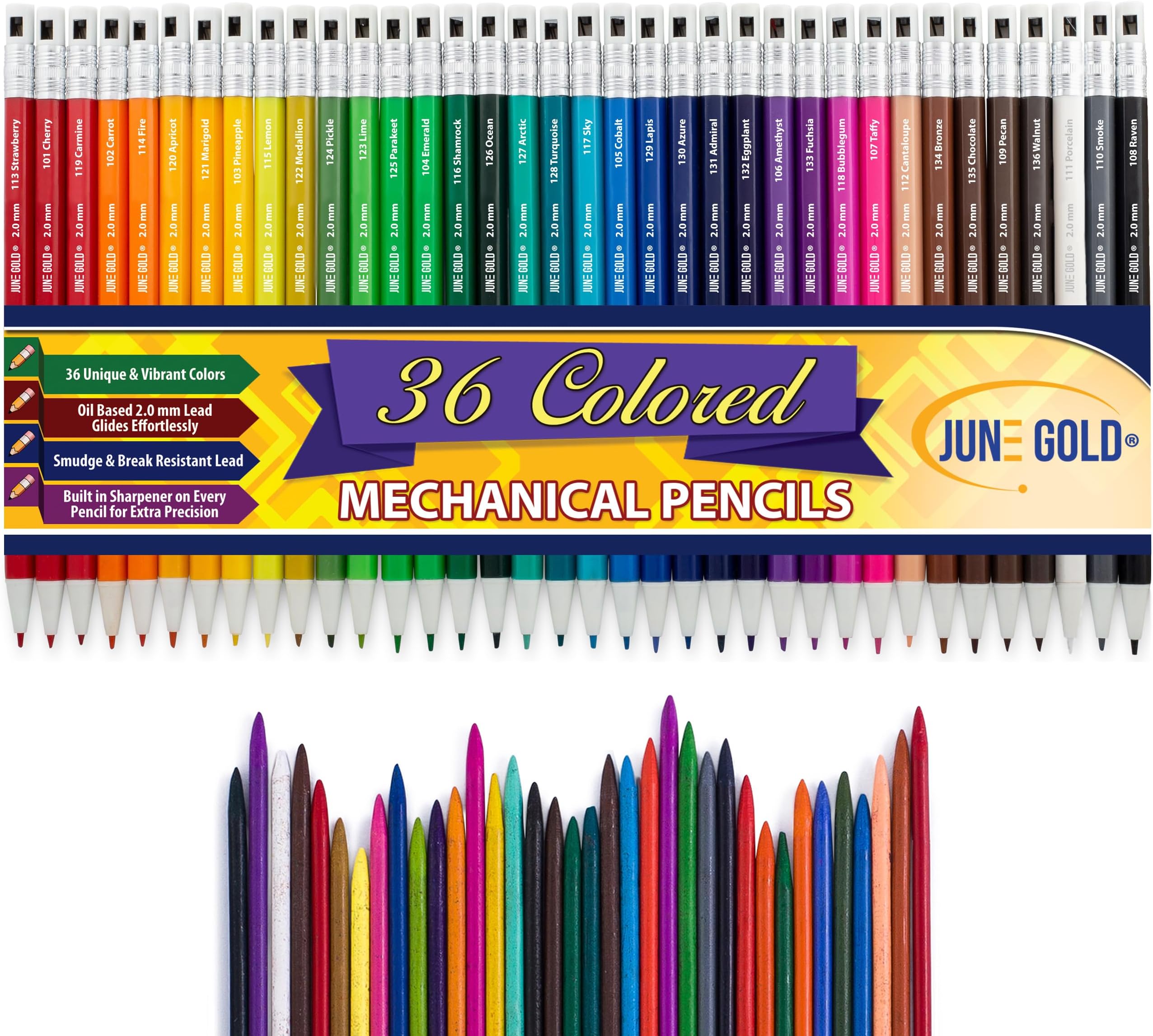 36 Pack 2.0 mm Colored Mechanical Pencils