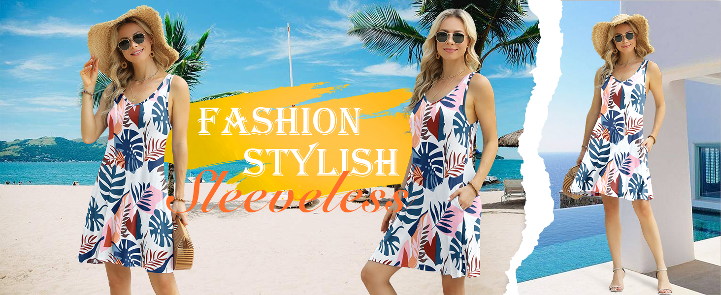 CixNy Tank Kleid Damen - Leinenkleid Lässig V-Ausschnitt Sommer