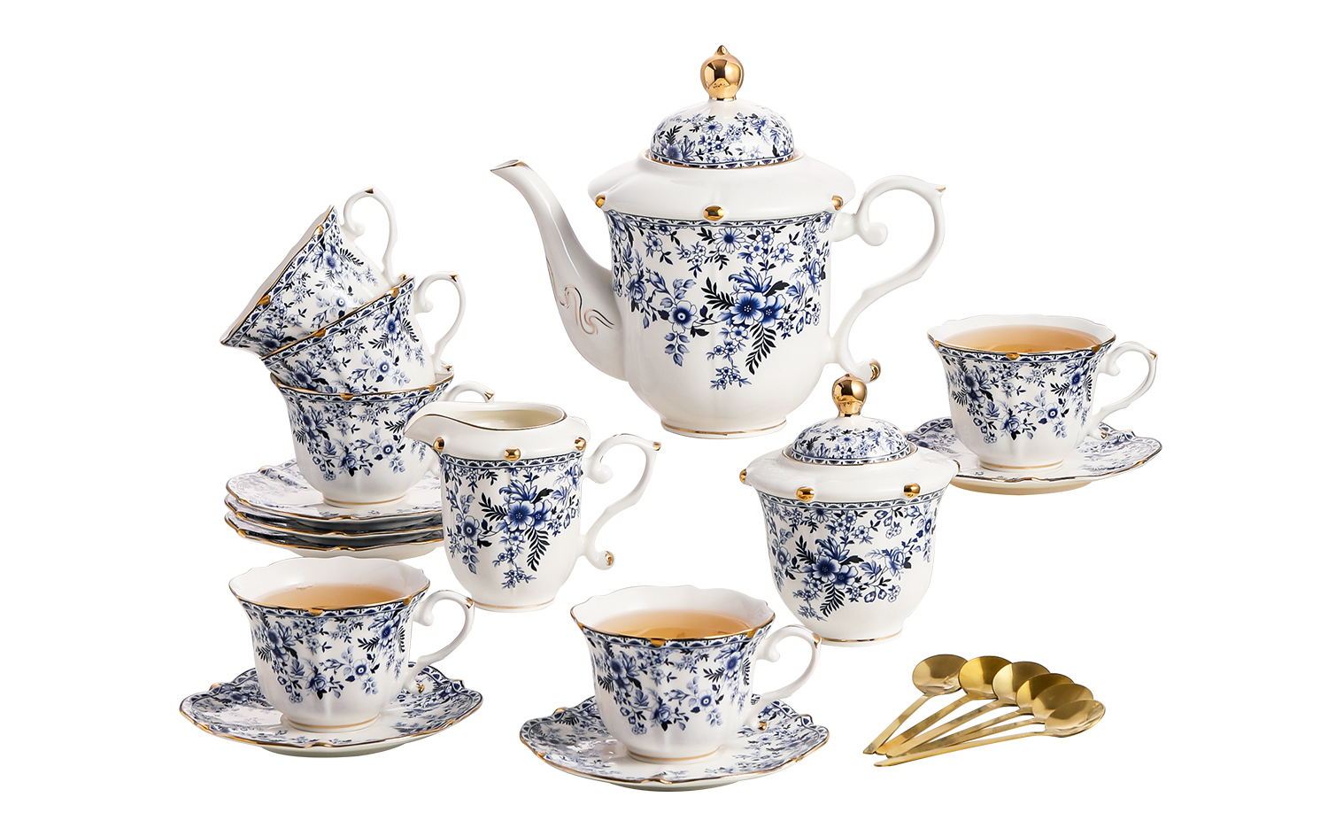 Amazon.com | TATSUMI Country Roses Porcelain Tea Set, European