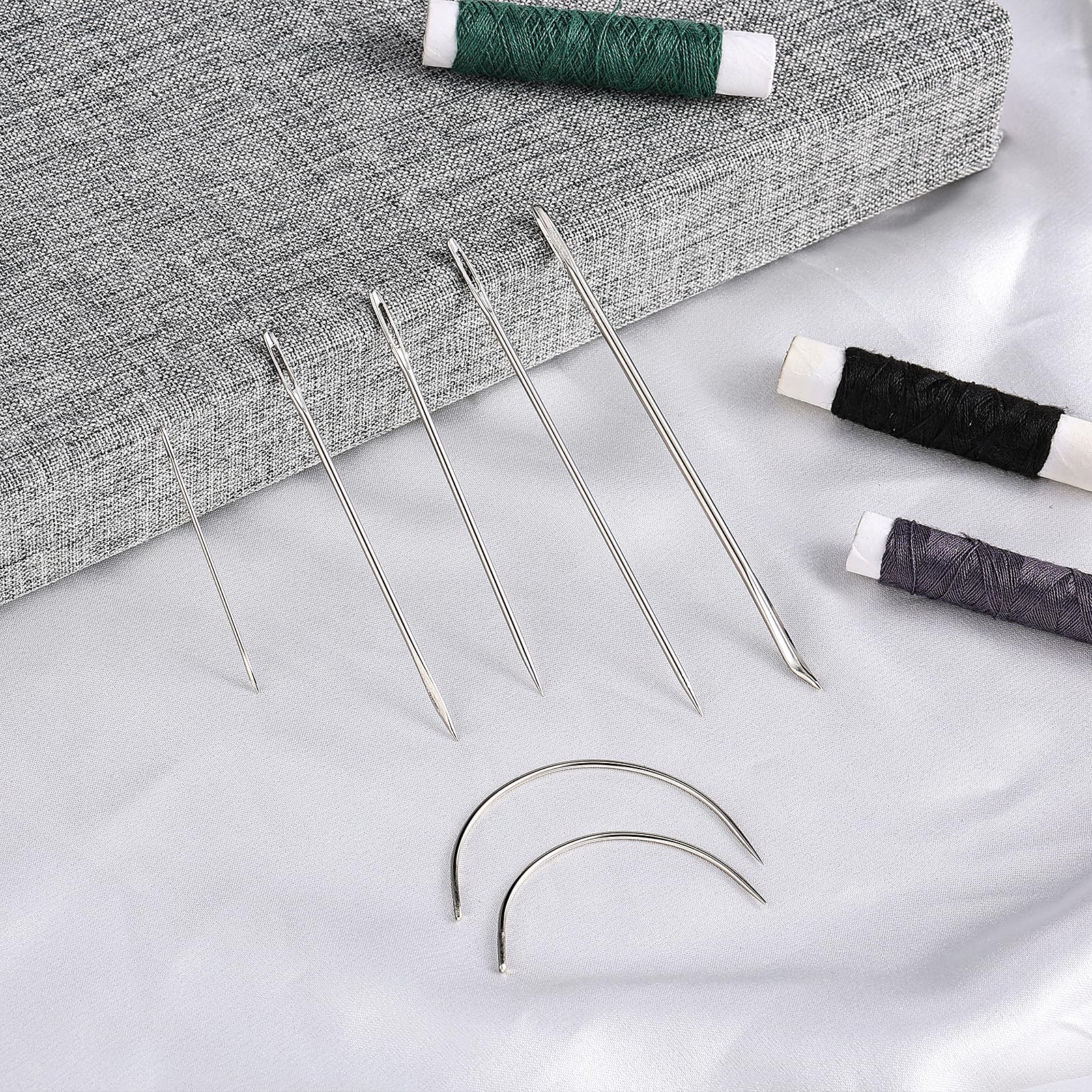 Kit De 7 Agujas Curvas De Acero Inoxidable Para Reparar Cuero, Lona Y Tela - Ideales Para Costura Manual