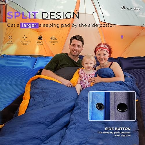 Miniatura 10 de YOUKADA - Colchón de espuma autoinflable para camping para mochileros colchoneta de dormir doble para acampada para 2 personas colchón de camping
