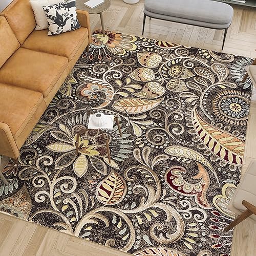 Miniatura 3 de Alfombra de área marrón grande de 7 x 10 pies, 7 x 10, alfombras interiores para sala de estar, comedor, alfombra de dormitorio, alfombra de cocina,