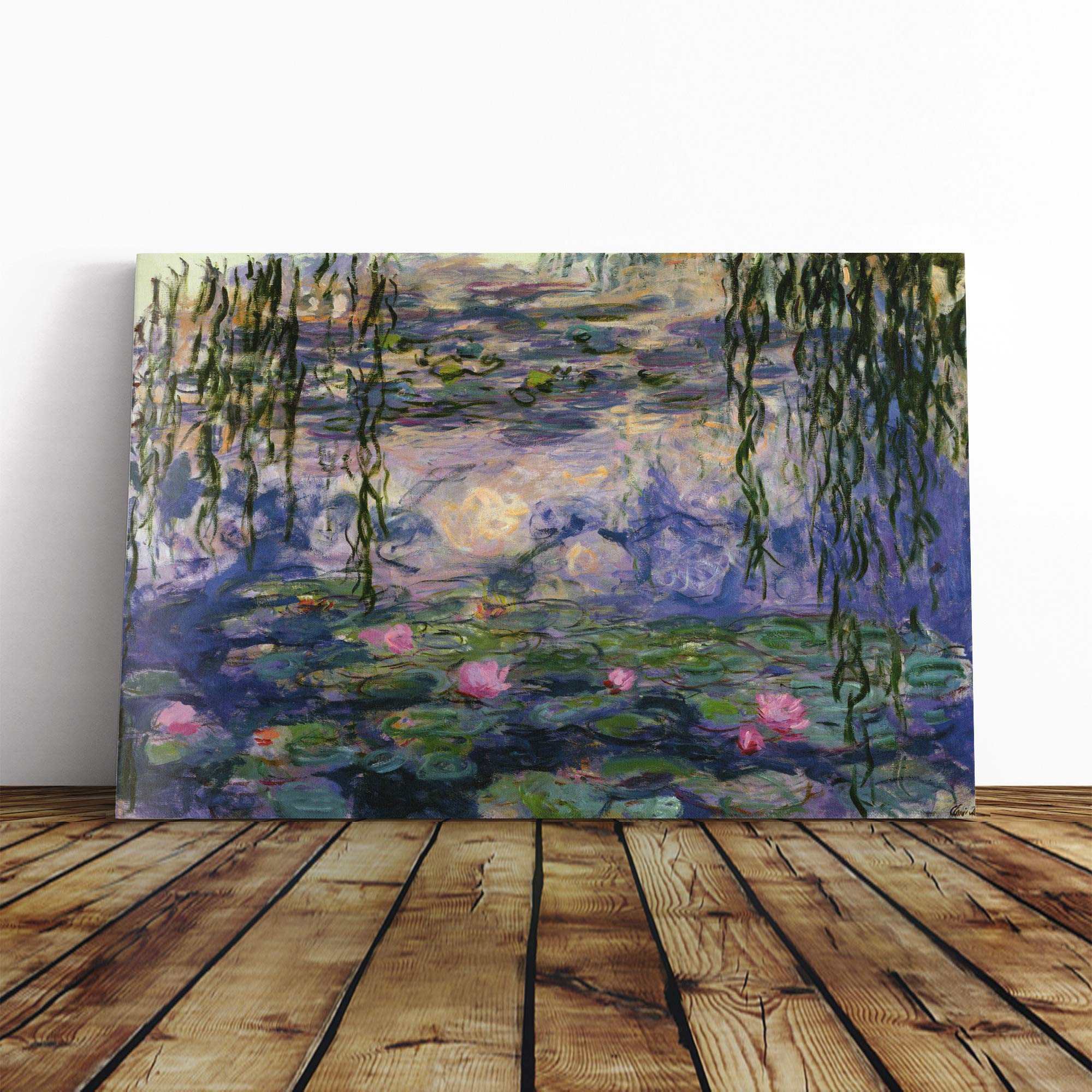 Big Box Art Canvas Print Wall Art Claude Monet Water Lilies No.6 | Mounted and Stretched Box Frame Picture | Home Decor for Kitchen, Living Room, Bedroom, Hallway, Multi-Colour, 24x16 Inch