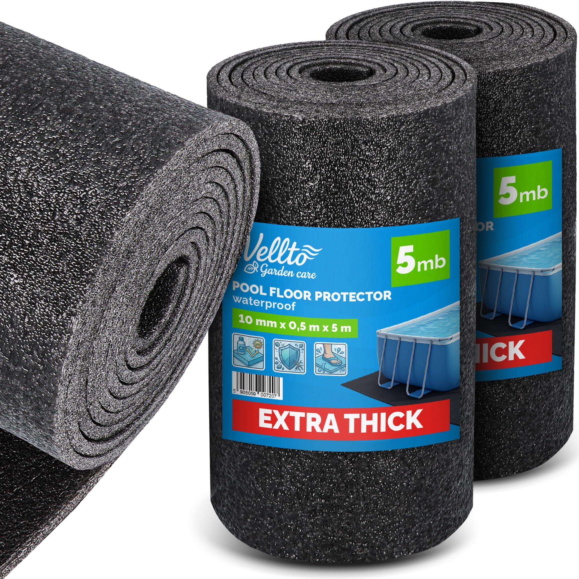 Tapis De Piscine 10 mm 10 m sous-Couche Protection Sol Imperméable Réutilisable Épais Mousse Polyéthylène Revêtement Bassin Hors-Sol Confort Sécurité Durable Résistant