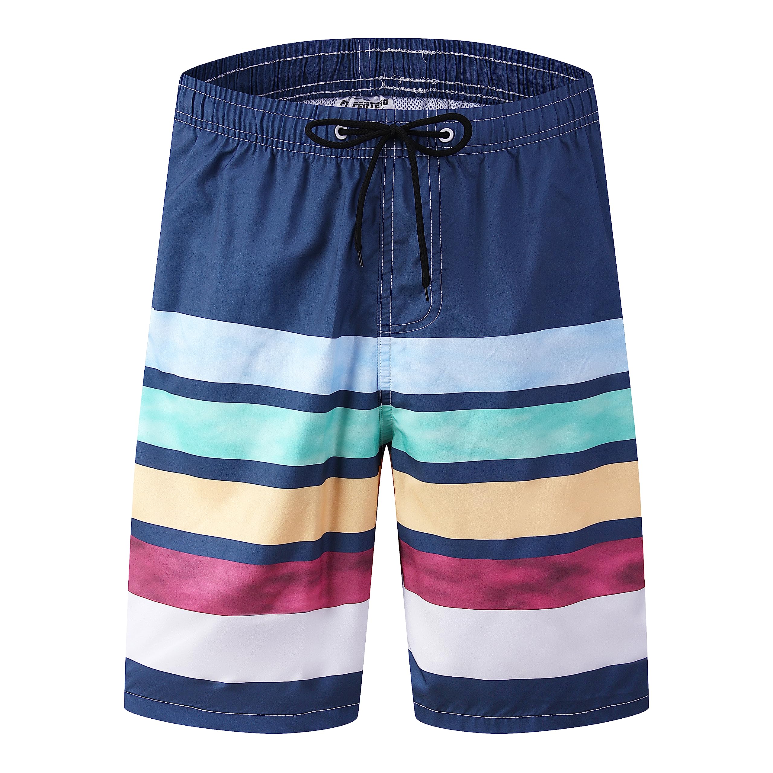 FT FENTENG Mens Swim Trunks Quick Dry Board Shorts with Mesh Lining, Breathable Surf Beach Shorts Swimwear Bathing Suits