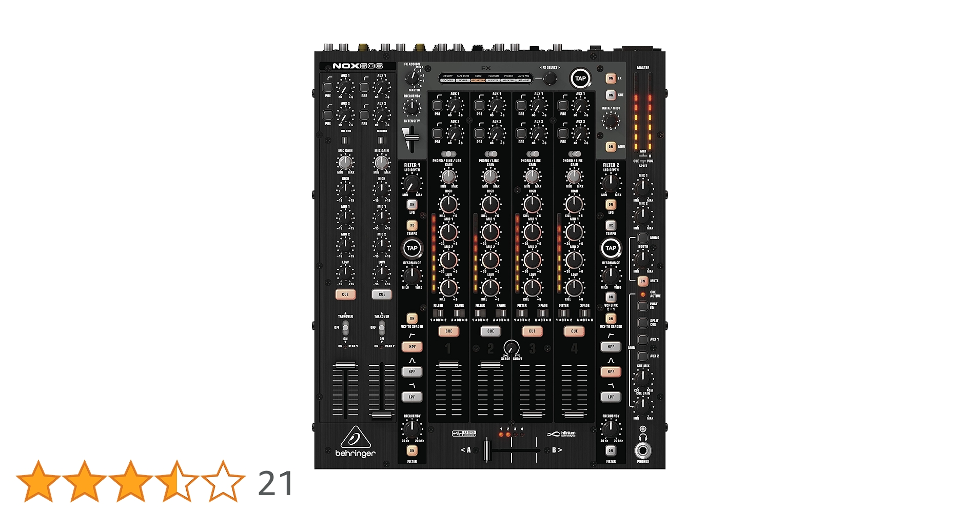 Behringer NOX606 PRO Mixer Premium 6-Channel DJ Mixer with