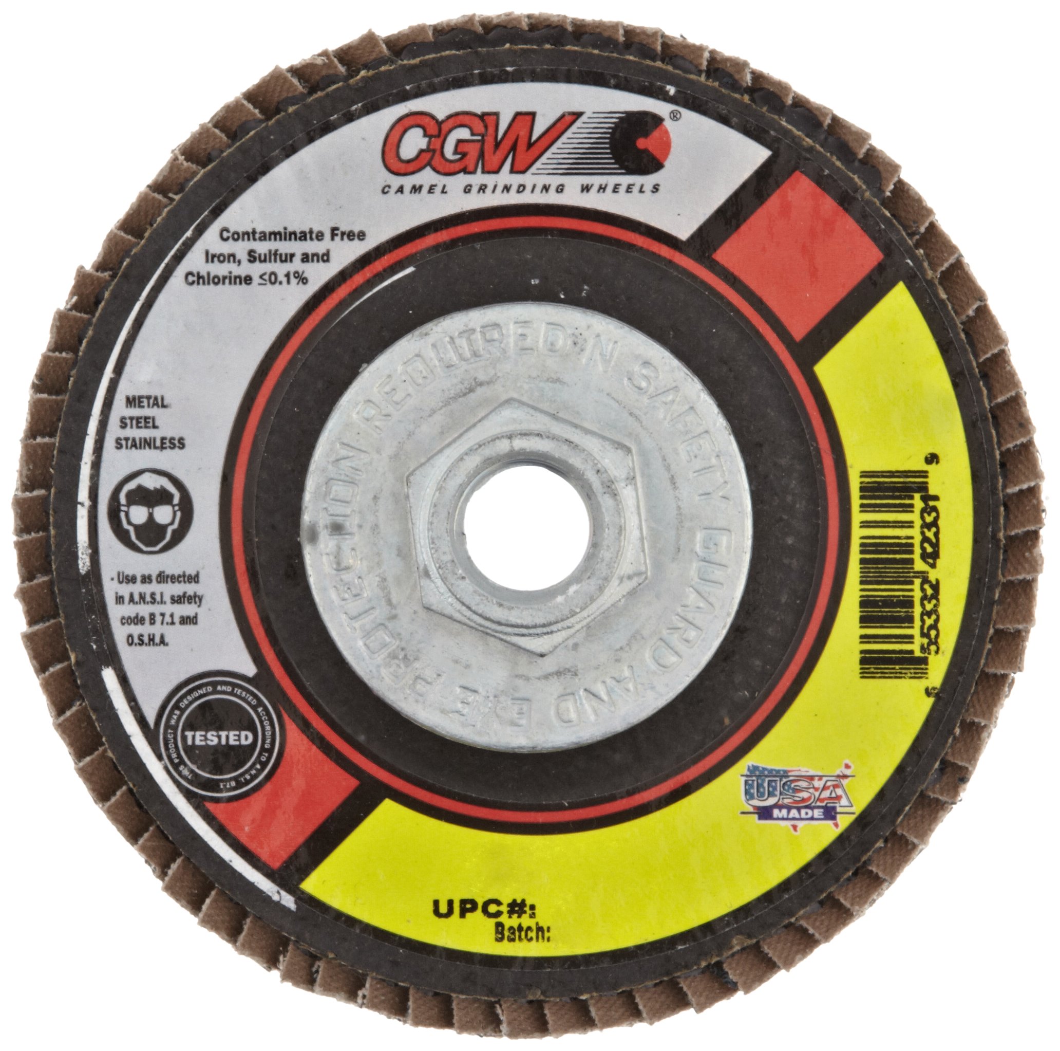 CGW 42331 Premium Z3 Right Angle Grinder Abrasive Flap Disc, Type 29, Zirconia, 4-1/2