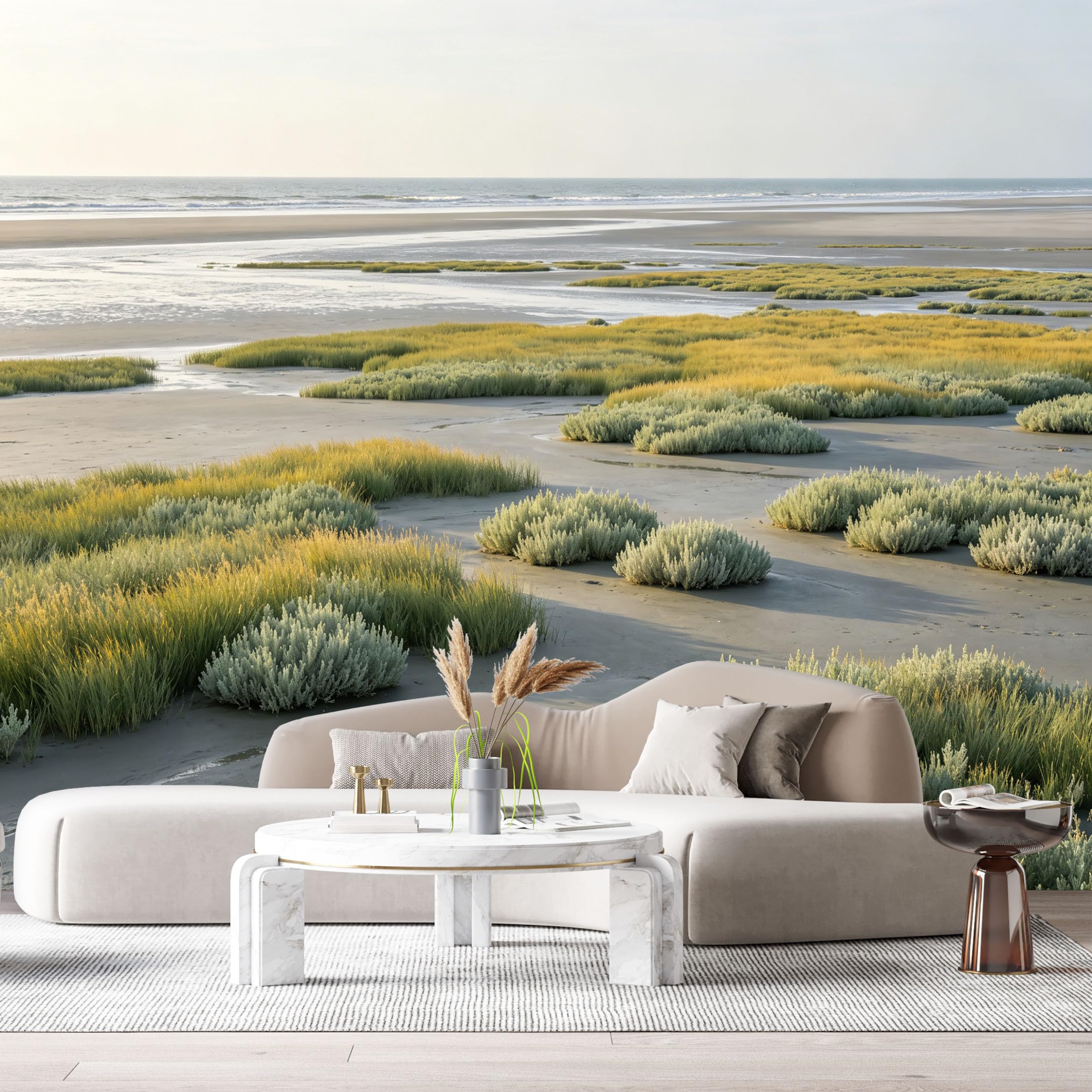 Custom Size Wall Murals Coastal Ocean Landscape Sand Dunes Shoreline Seaside Plants SelfAdhesive Wall Fabric Removable Large Wallpaper for Photo Living Room