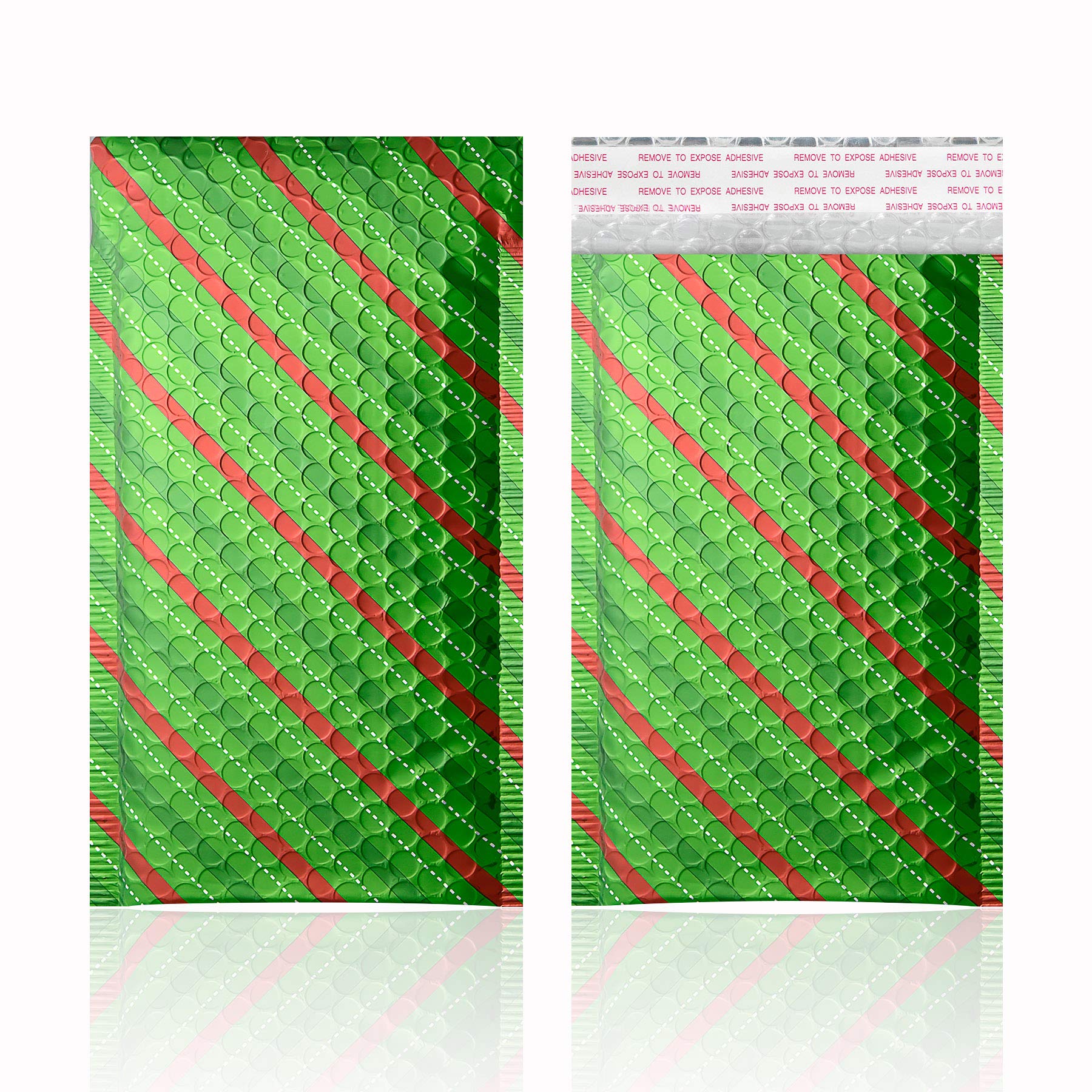 TONESPAC Christmas pattern bubble mailer (Xmas Lines, 4x8 (50 Pcs)) — image 1