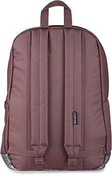 JanSport Right Pack Expressions Backpack 15-inch Padded Laptop Compartment, Water Bottle Pocket, Utility Pocket with Flap, Bog Glam Suede Mahogany Haze/Brn/Pink