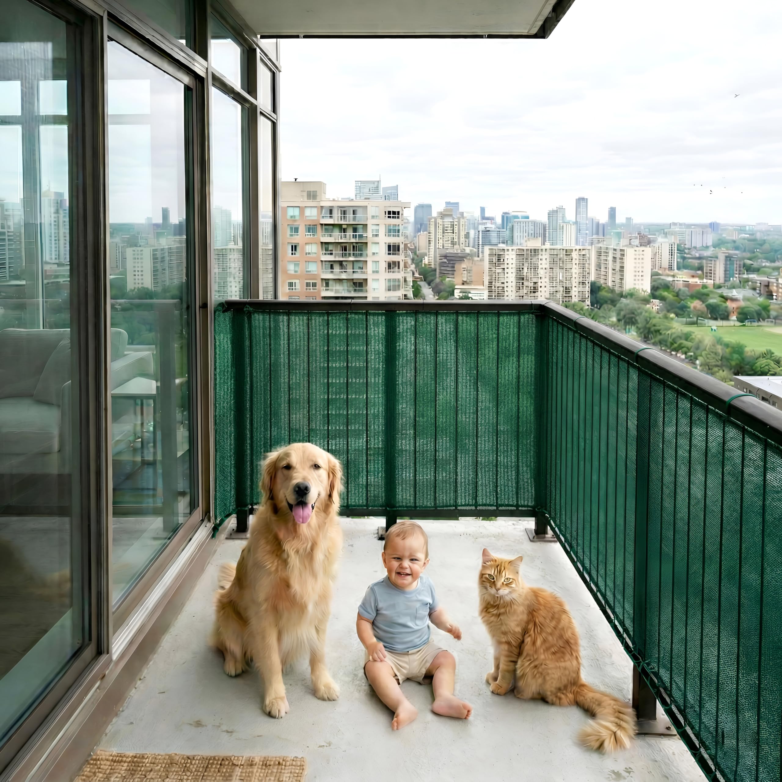 TAVASYA Baby Safety Net with Reinforced Edges | 4.5 x 25 Ft | Green with Black Lines | HDPE | 90% Shade UV Resistant Baby, Pet Safety Net for Balcony, Staircase, Railings-image-39