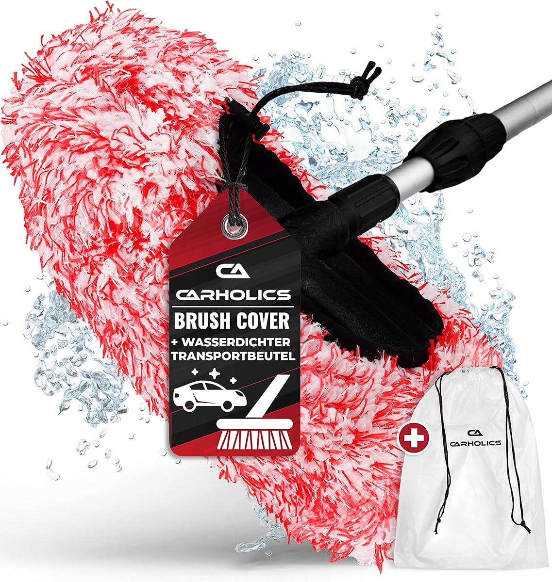 CARHOLICS® Premium Brush Cover inkl. wasserdichtem Transportbeutel I Besonders schonender Auto Waschbürstenüberzug mit maximaler Saugkraft I Bürstenüberzug für gründliche Reinigung