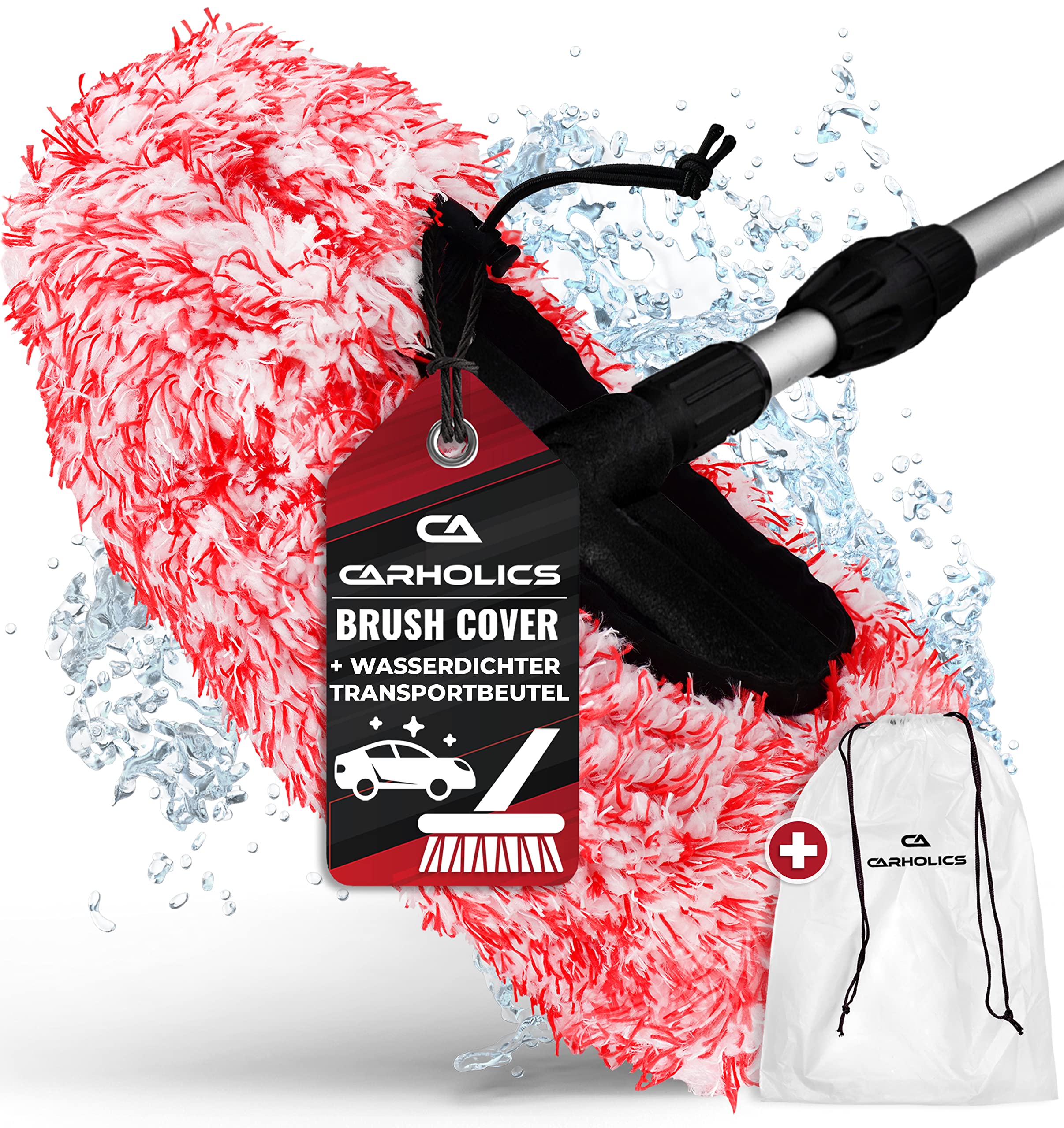 CARHOLICS® Premium Brush Cover inkl. wasserdichtem Transportbeutel I Besonders schonender Auto Waschbürstenüberzug mit maximaler Saugkraft I Bürstenüberzug für gründliche Reinigung