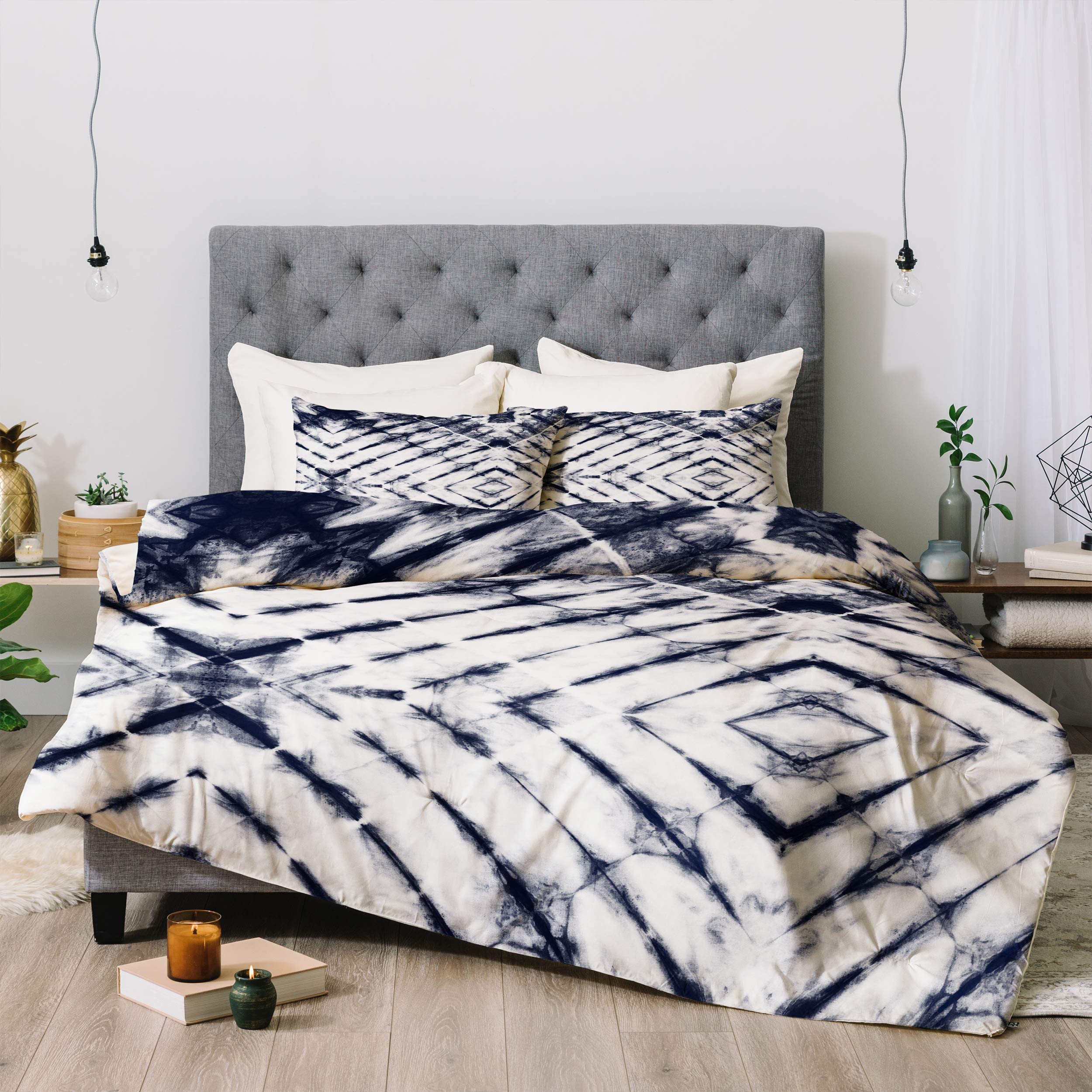 Deny Designs Little Arrow Design Co. Shibori Tie Dye Comforter Set with Pillow Shams, Full/Queen, Blue