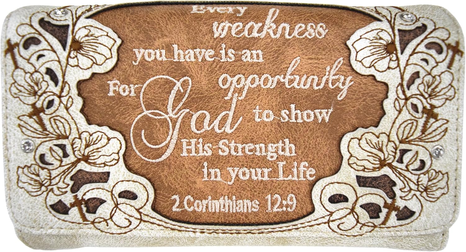 Embroidered Cross Scripture Bible Verse 2 Corinthians 12:9 Purse Studded Western Style Handbag Women Shoulder Bags Wallet Set