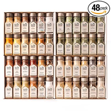 iSpice 48-Pack Starter Spice Set – Essential Herbs, Spices & Seasonings for Cooking – Kitchen Gift Set for Home Cooks – All-Natural, Kosher, Non-GMO (Total Kitchen)